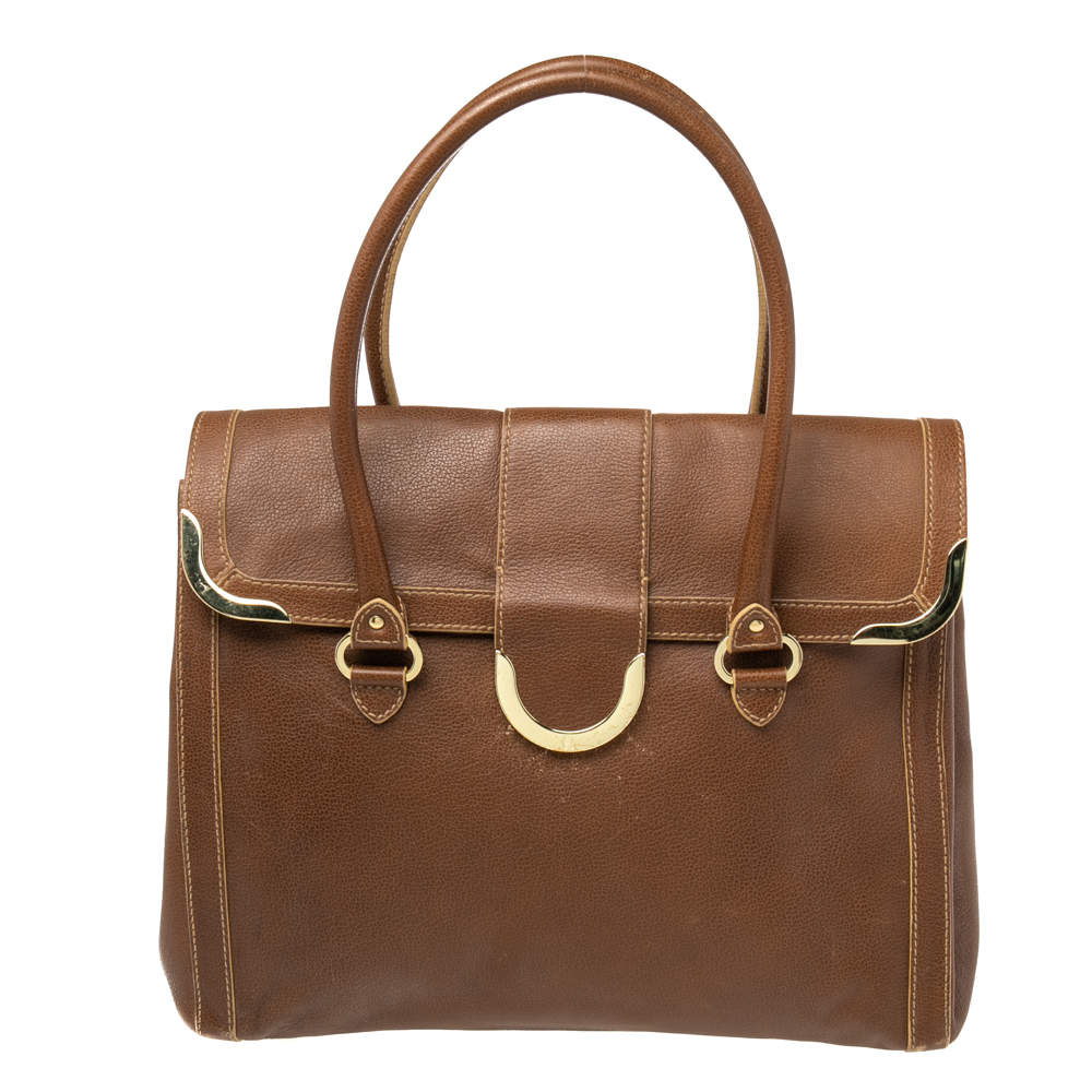 Pre Owned Aigner Brown Leather Satchel
