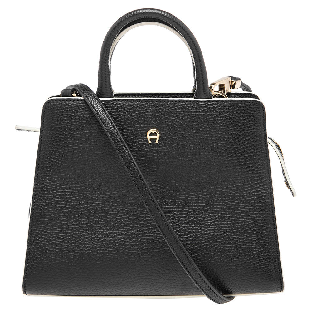 Pre Owned Aigner Black Leather Mini Cybill Tote