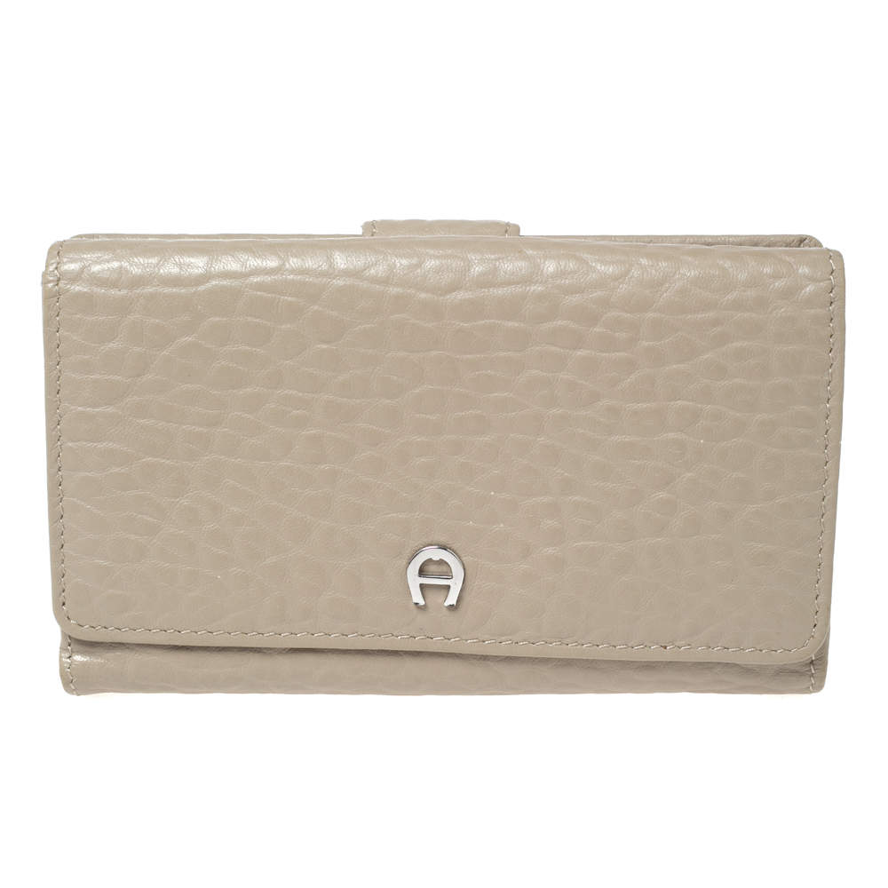 Aigner Beige Leather Trifold Wallet