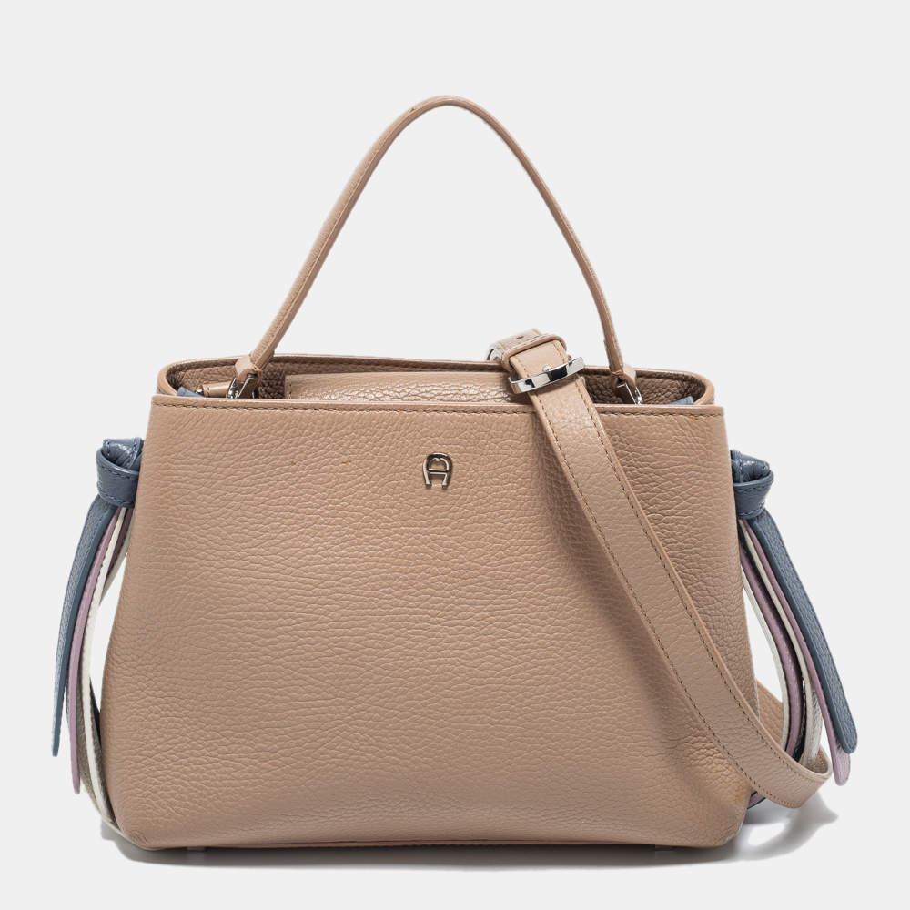 Pre Owned Aigner Beige Leather Tote