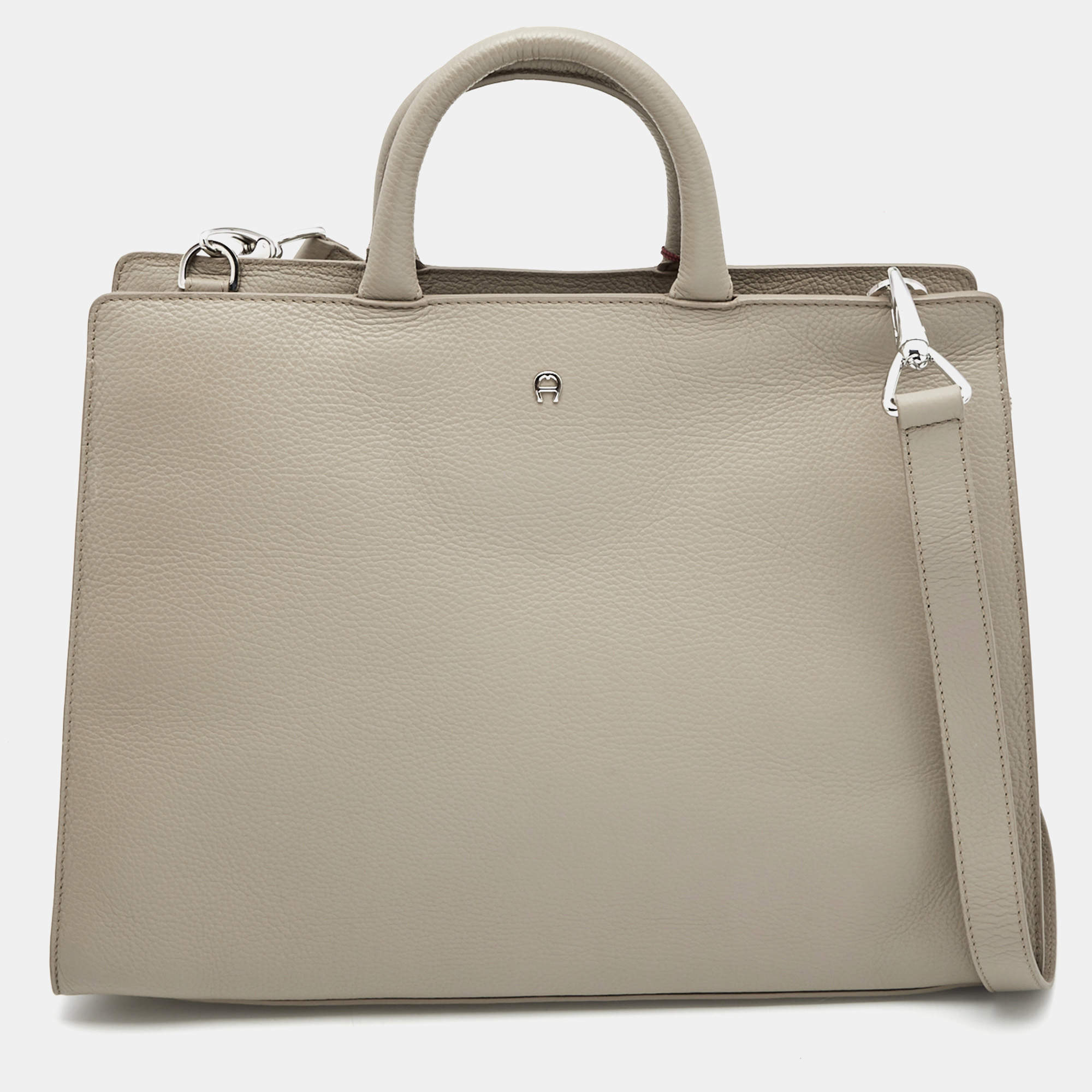 Pre Owned Aigner Beige Leather Large Cybill Tote