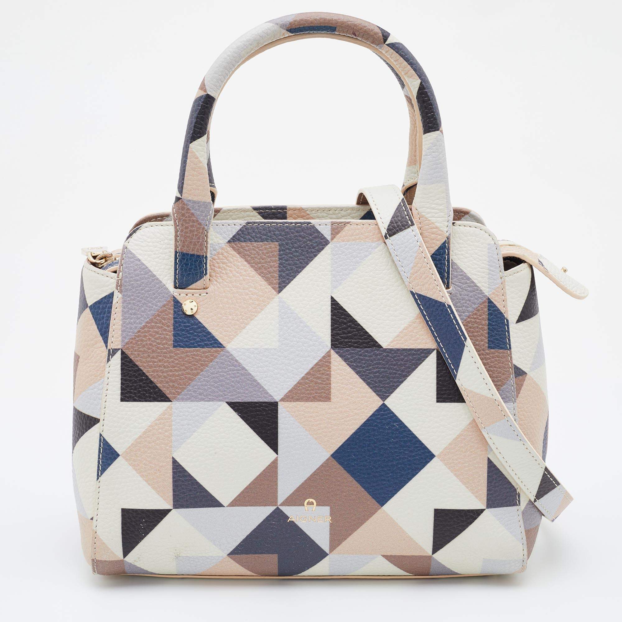 Aigner Multicolor Leather Zip Satchel