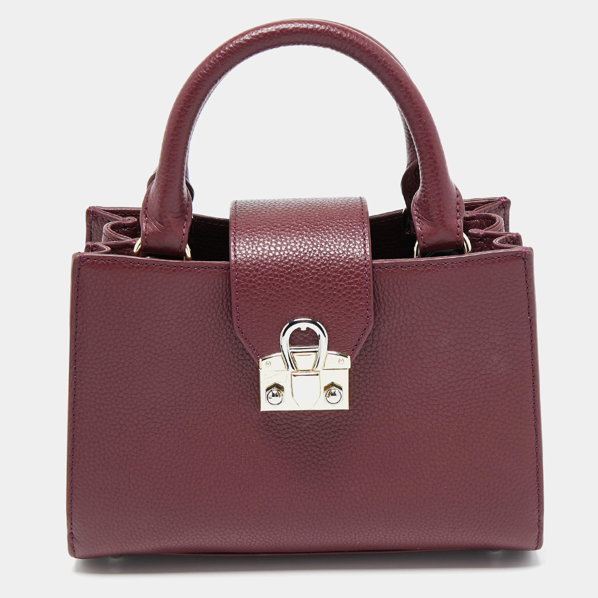 Pre Owned Aigner Burgundy Leather Mina Tote