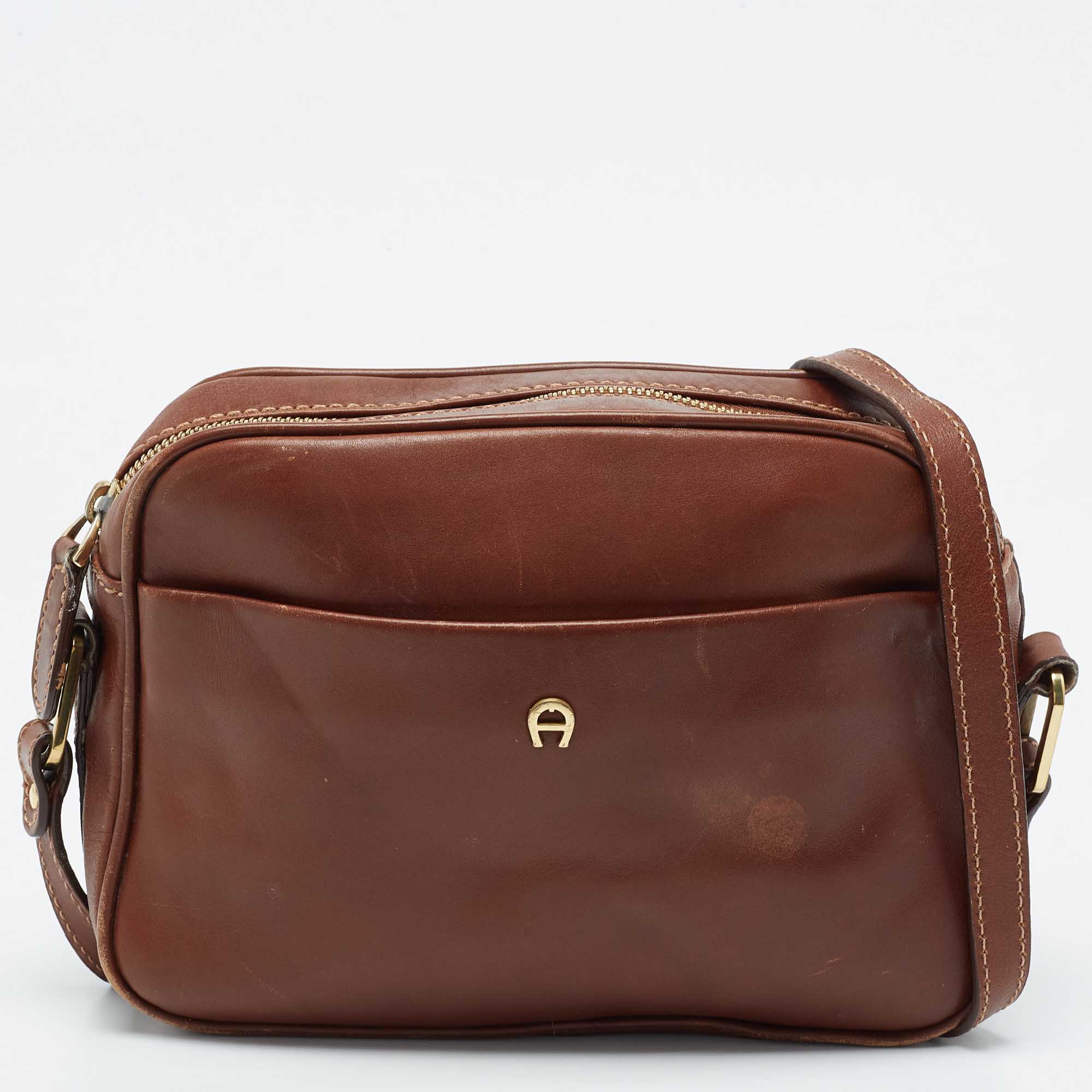 Aigner Brown Leather Crossbody Bag Aigner TLC