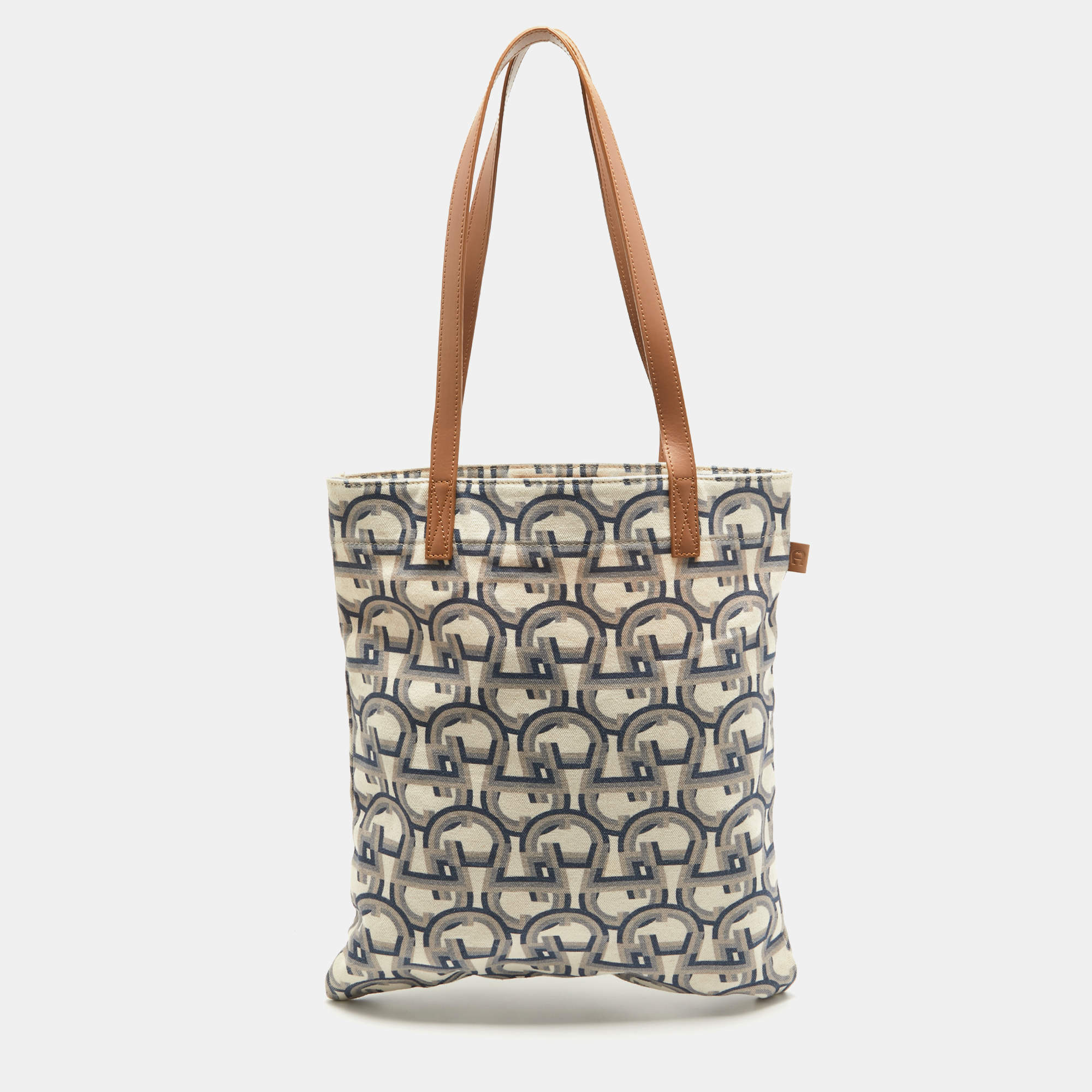 Aigner Beige/Blue Signature Canvas Tote