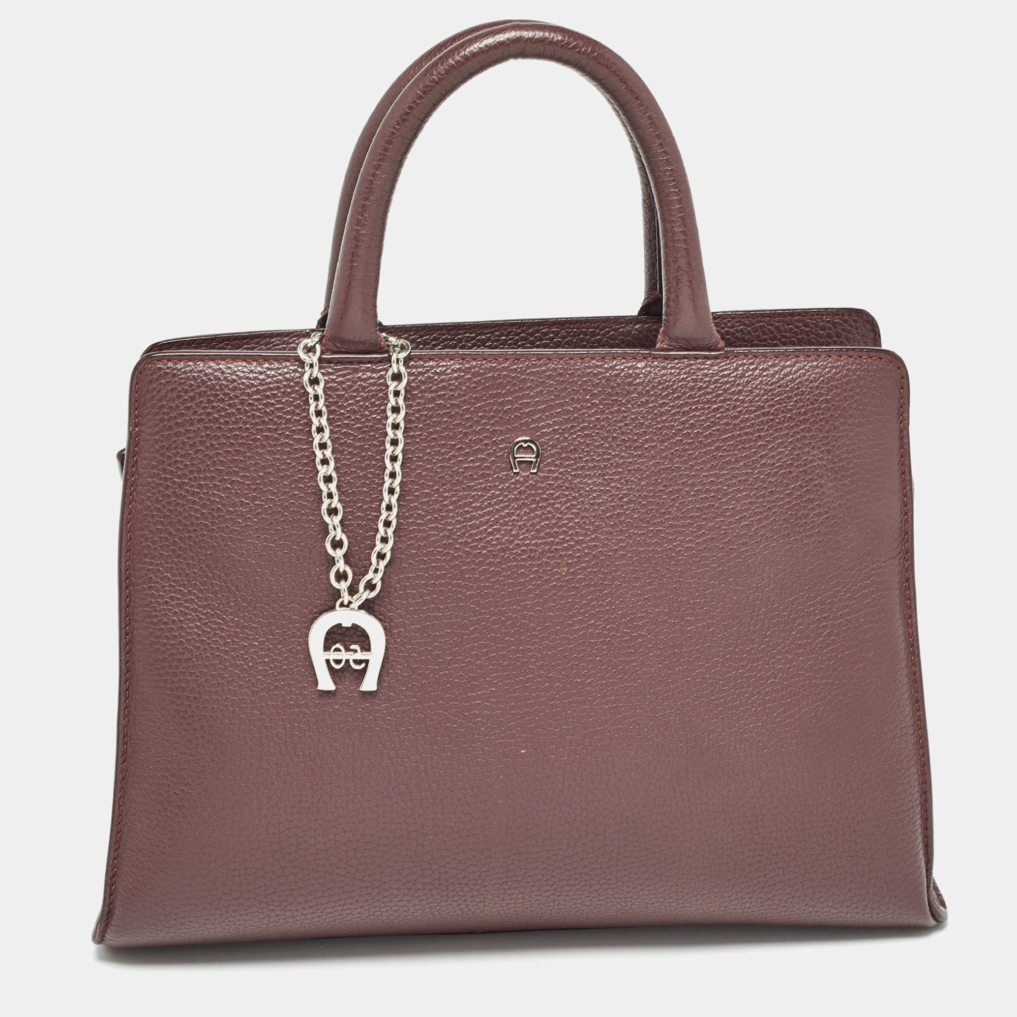 Aigner Burgundy Leather Cybill Tote