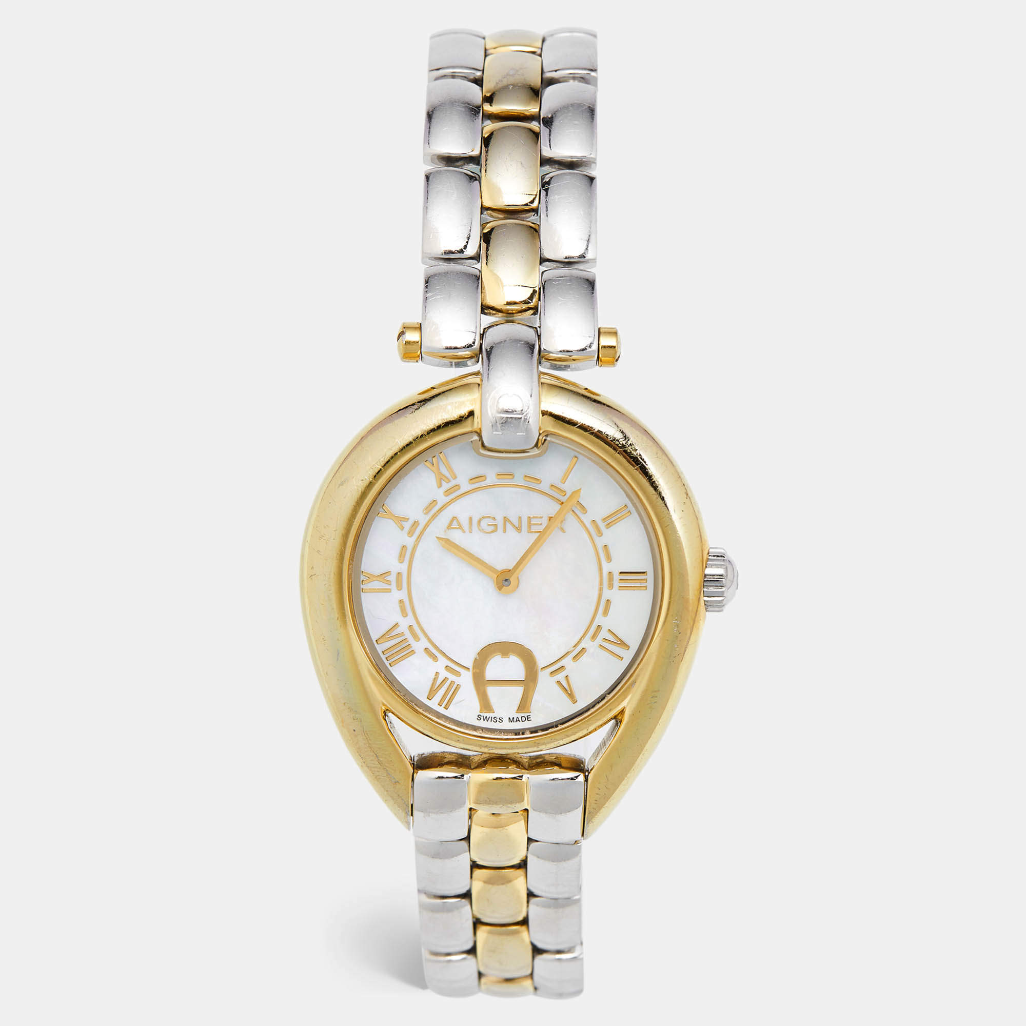 Aigner Mother Of Pearl Two-Tone Stainless Steel Imperia A49300 Women's Wristwatch 35 mm