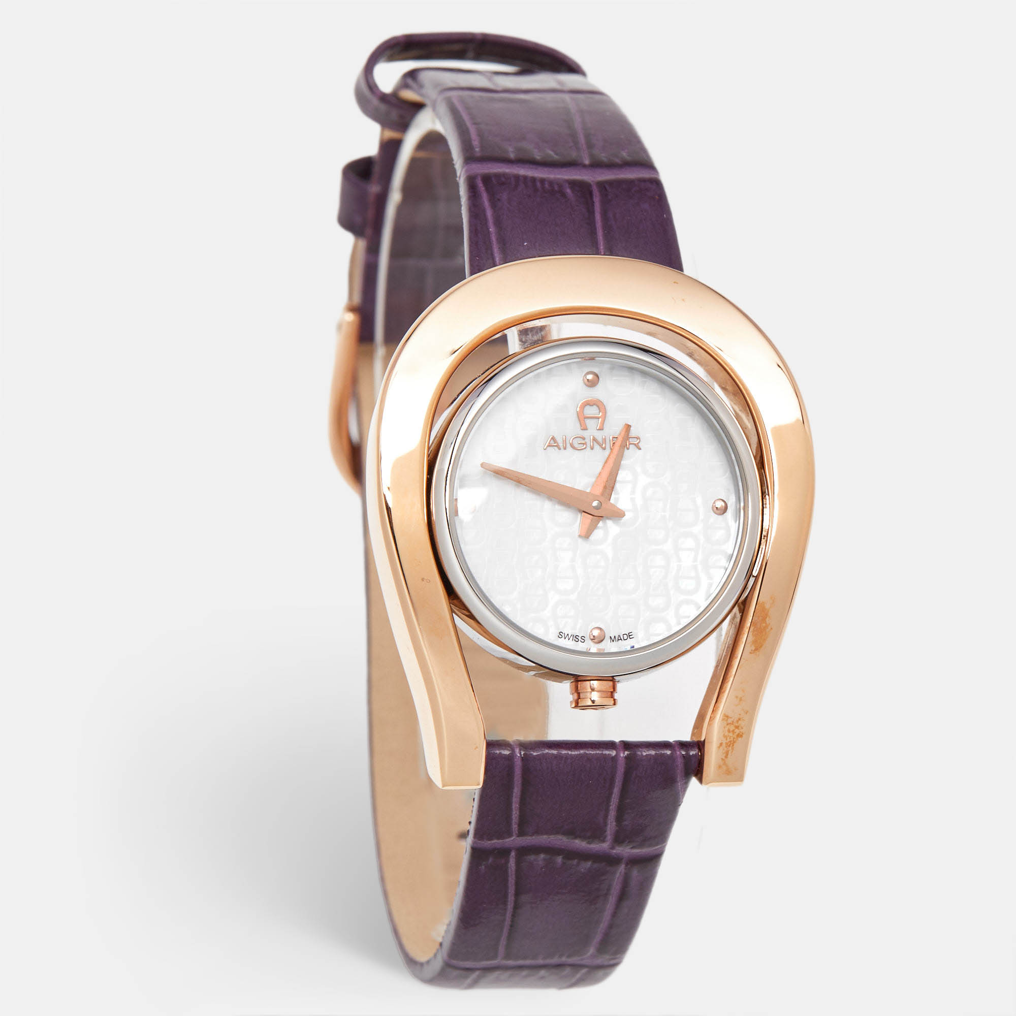 Aigner Mother Of Pearl Two-Tone Stainless Steel Leather Capri A146203 Women's Wristwatch 33 mm