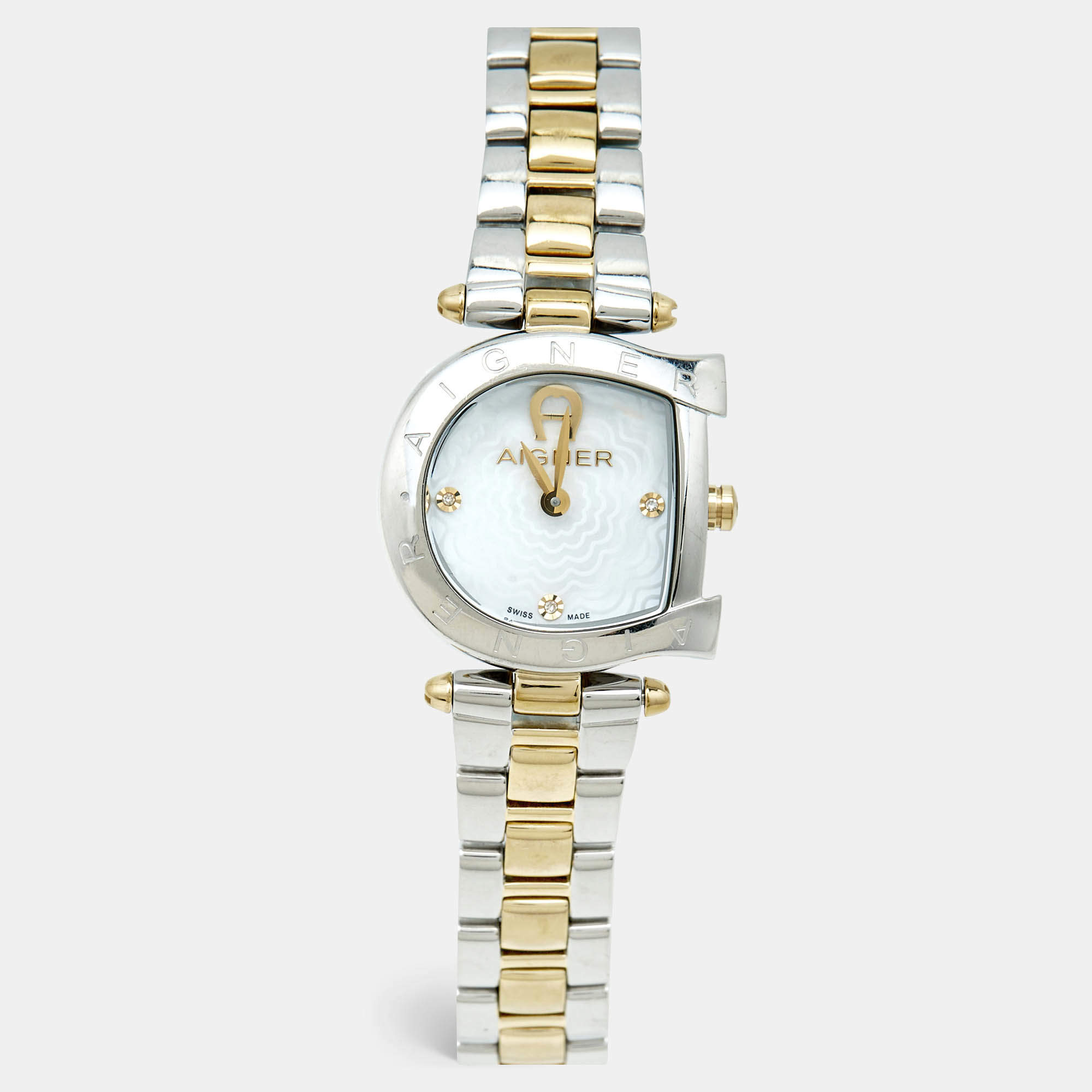 Aigner Mother of Pearl Two Tone Stainless Steel Arco A34200 Women's Wristwatch 25 mm 