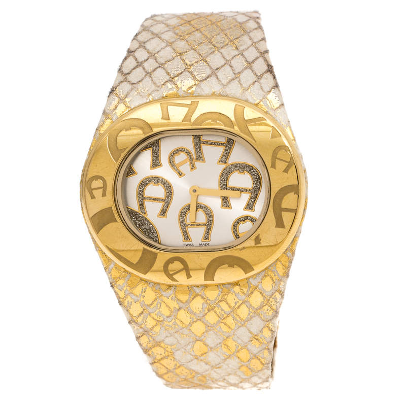 Aigner Silver Gold Plated Stainless Steel Ravello Due A21000 Women's Wristwatch 43MM