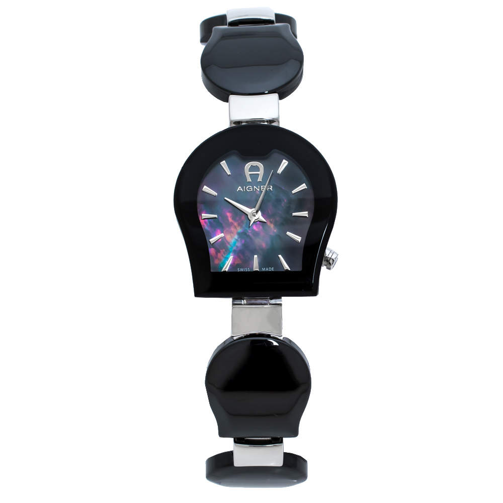 Pre Owned Aigner Black Ceramic Savonna Women's Watch 24 MM
