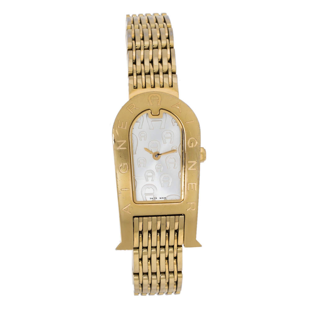 Aigner Champagne Gold Plated Stainless Steel Olbia A29000 Women's Wristwatch 21 mm