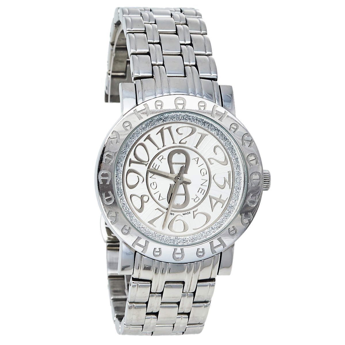 Pre Owned Aigner Silver Stainless Steel Cortina A26300 Women's Wristwatch 35 mm