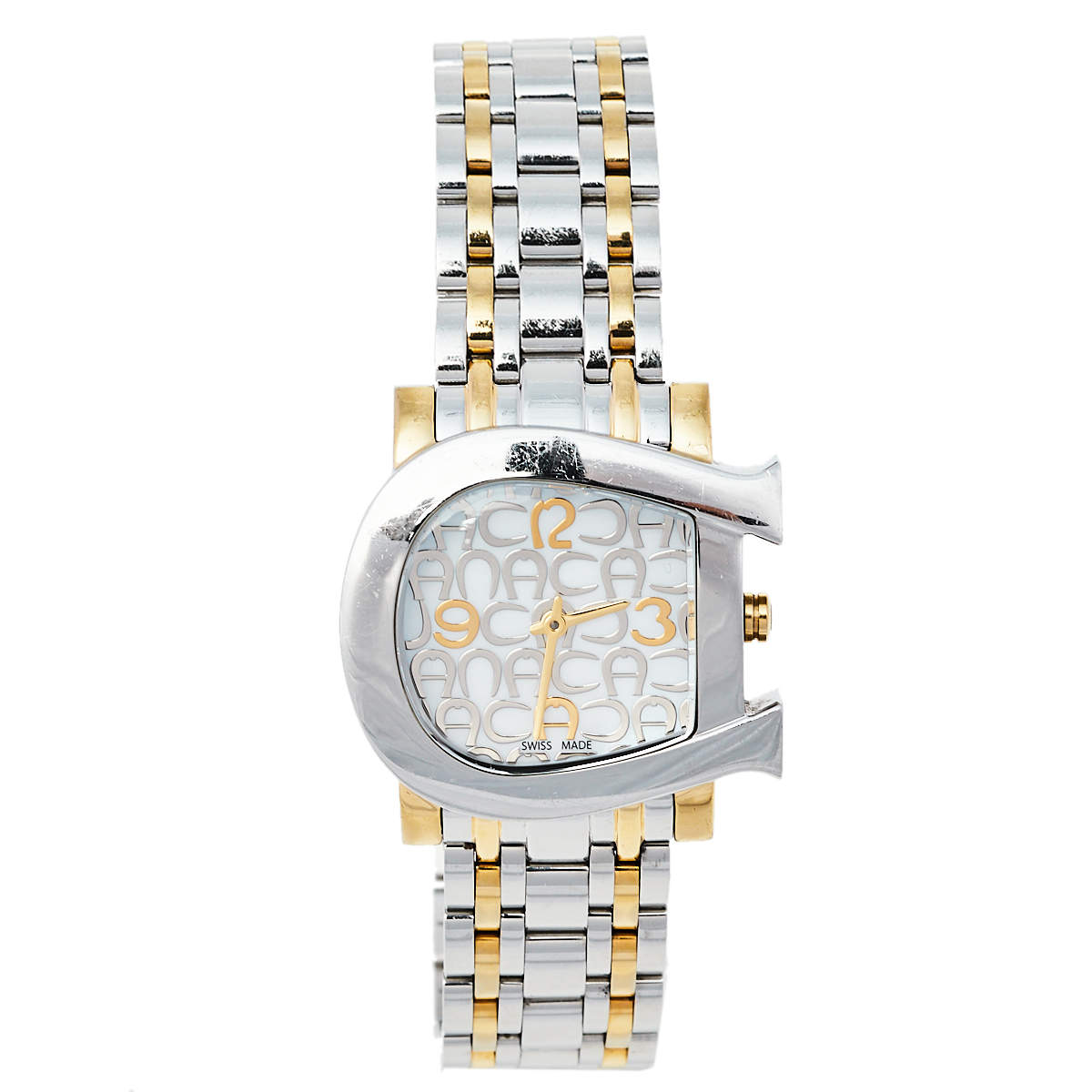 Aigner Mother of Pearl Two-Tone Stainless Steel Genua Due A31600 Women's Wristwatch 34 mm