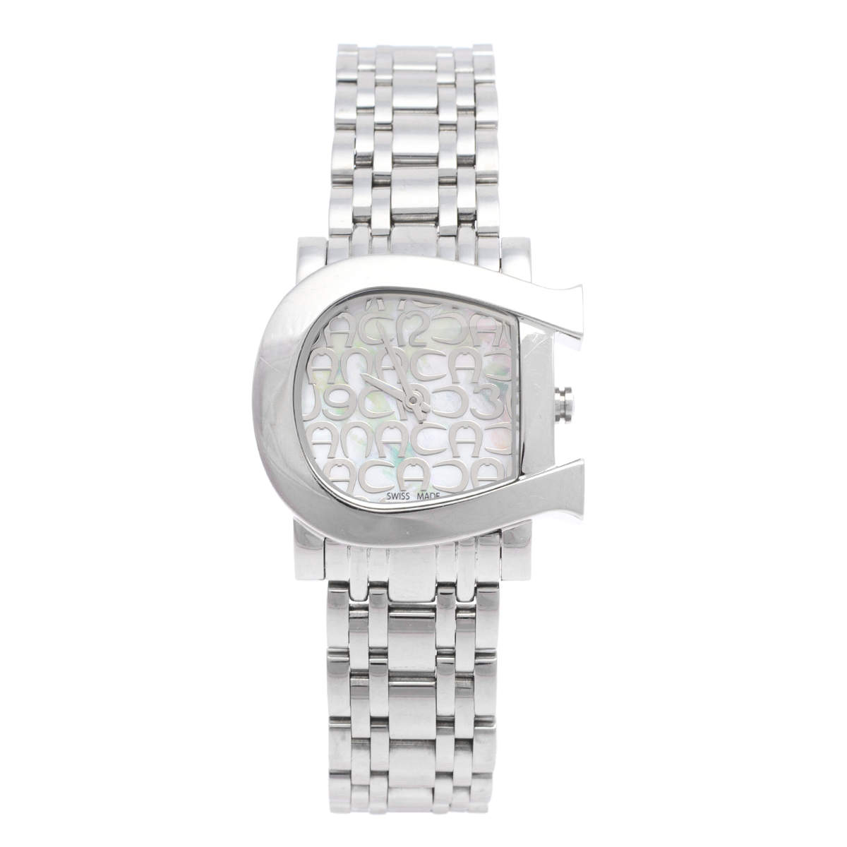 Pre Owned Aigner Mother of Pearl Stainless Steel Genua Due A31600 Women's Wristwatch 31 mm