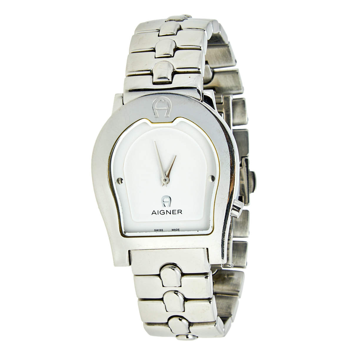 Pre Owned Aigner White Stainless Steel Ravenna A02106 Women's Wristwatch 33 mm