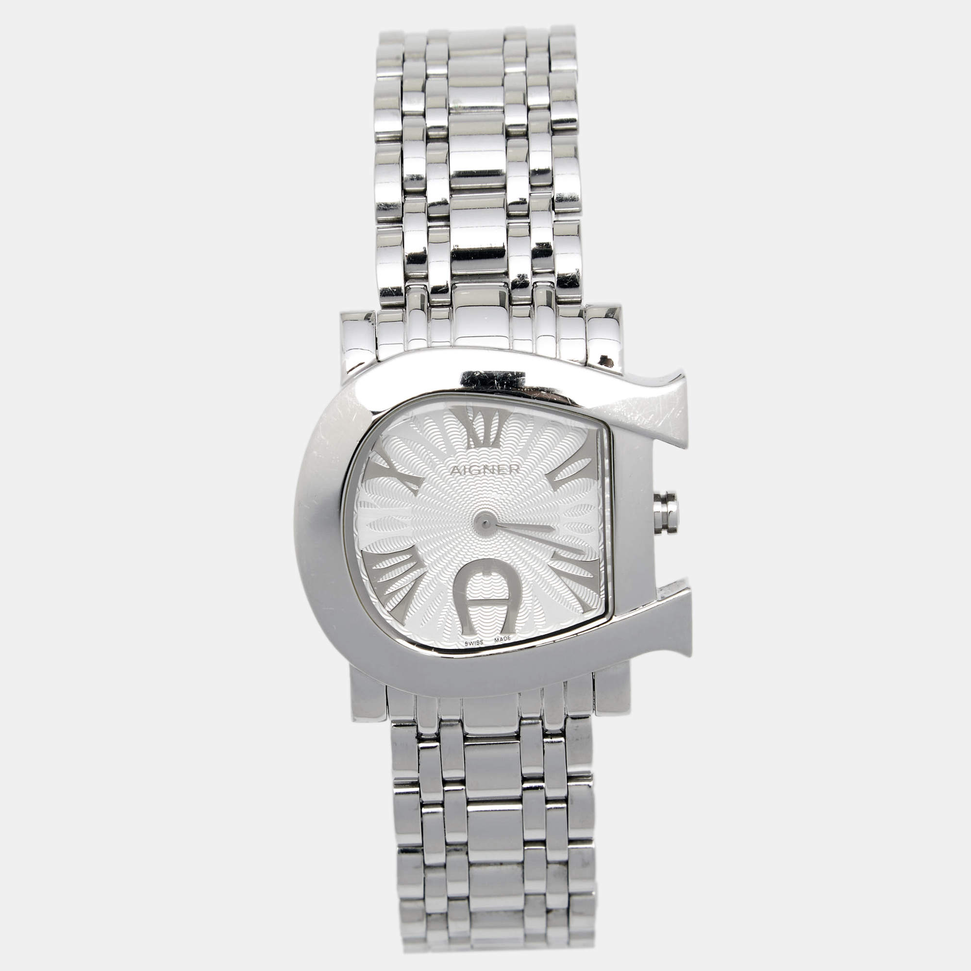 Pre Owned Aigner Silver Stainless Steel Genua Due A31600 Women's Wristwatch 31 mm