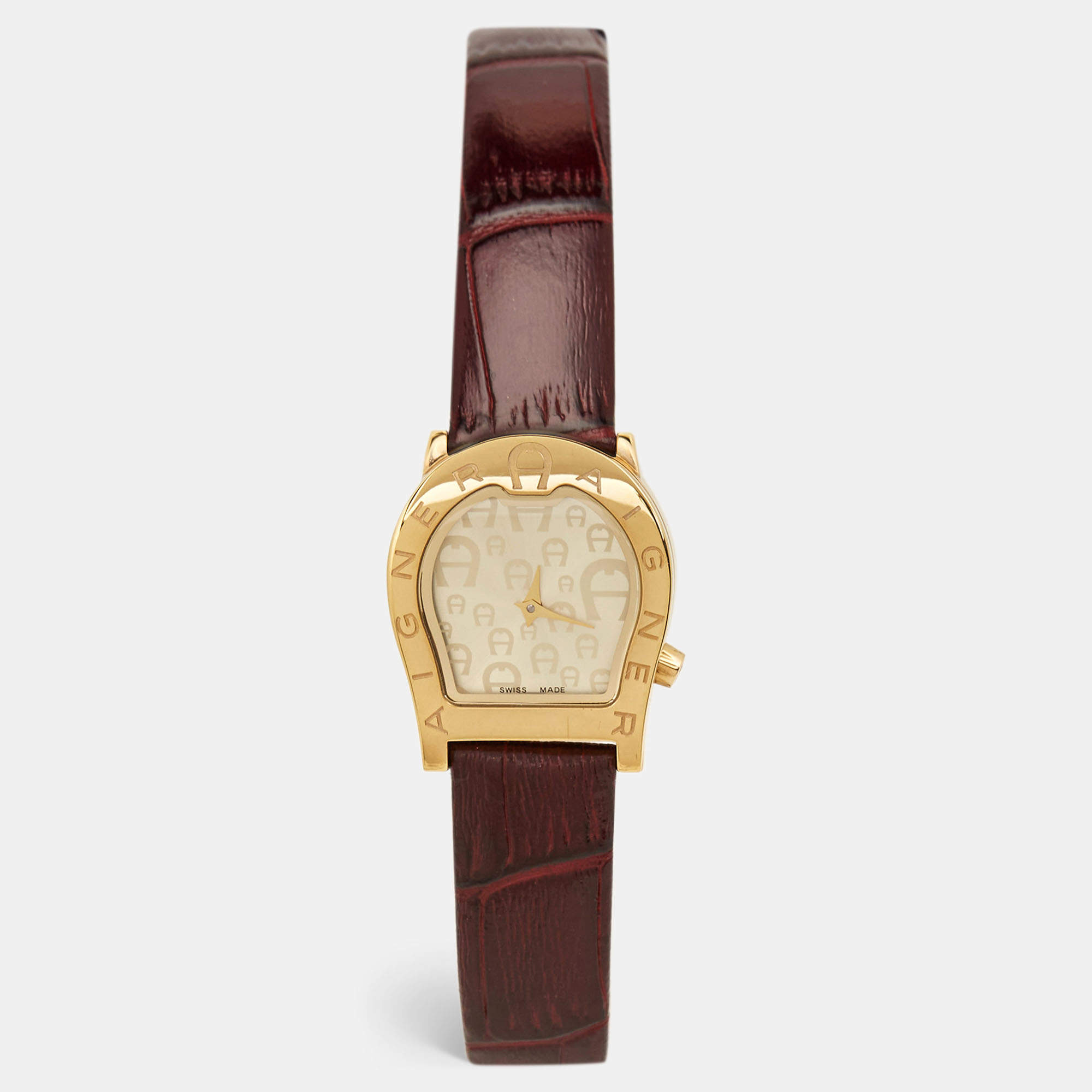 Pre Owned Aigner Champagne Gold Plated Stainless Steel Verona Nuovo A22200 Women's Wristwatch 24 mm