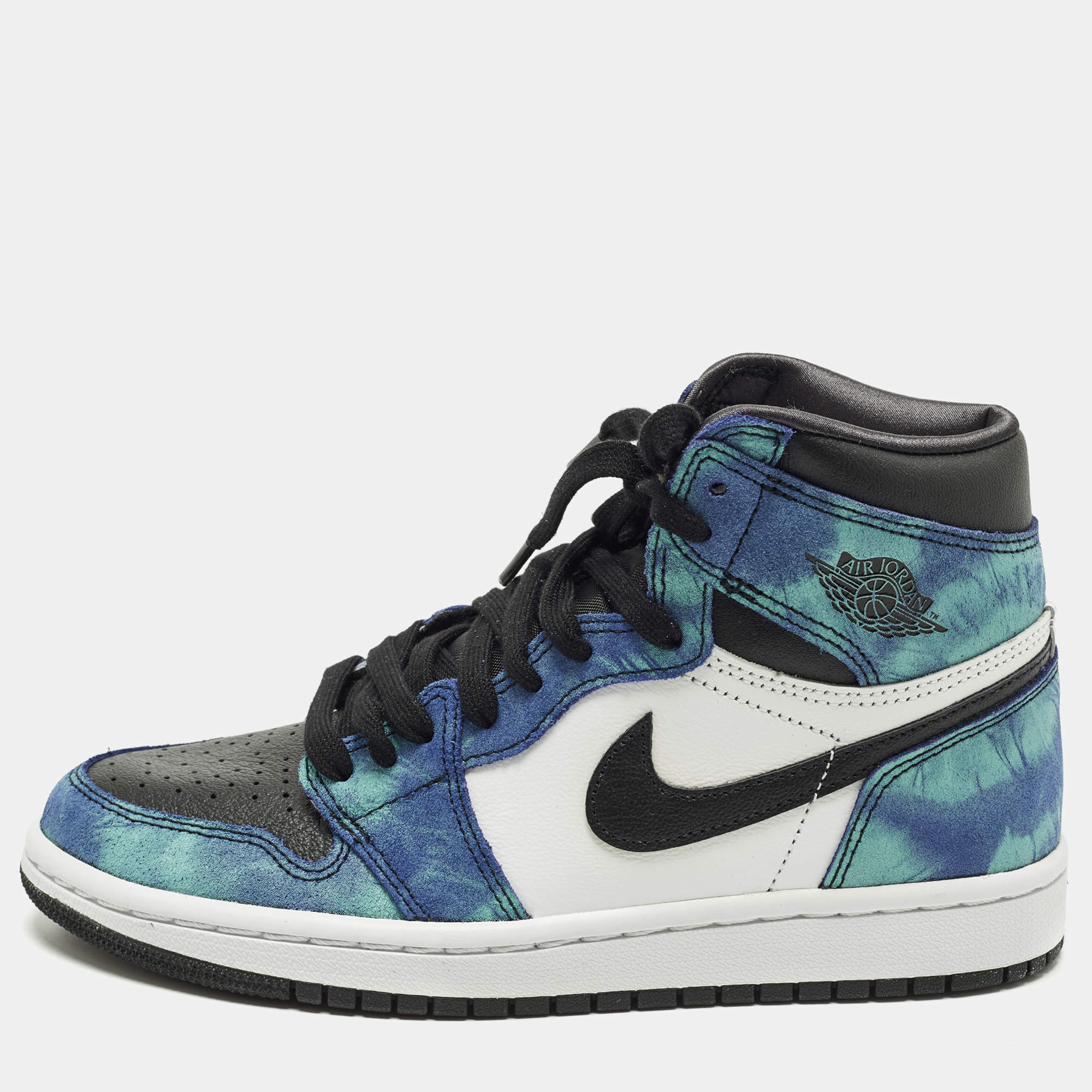 Pre Owned Air Jordans Jordan 1 Retro Tie Dye Size 36.5 Multicolor Leather and Suede High Top Sneakers