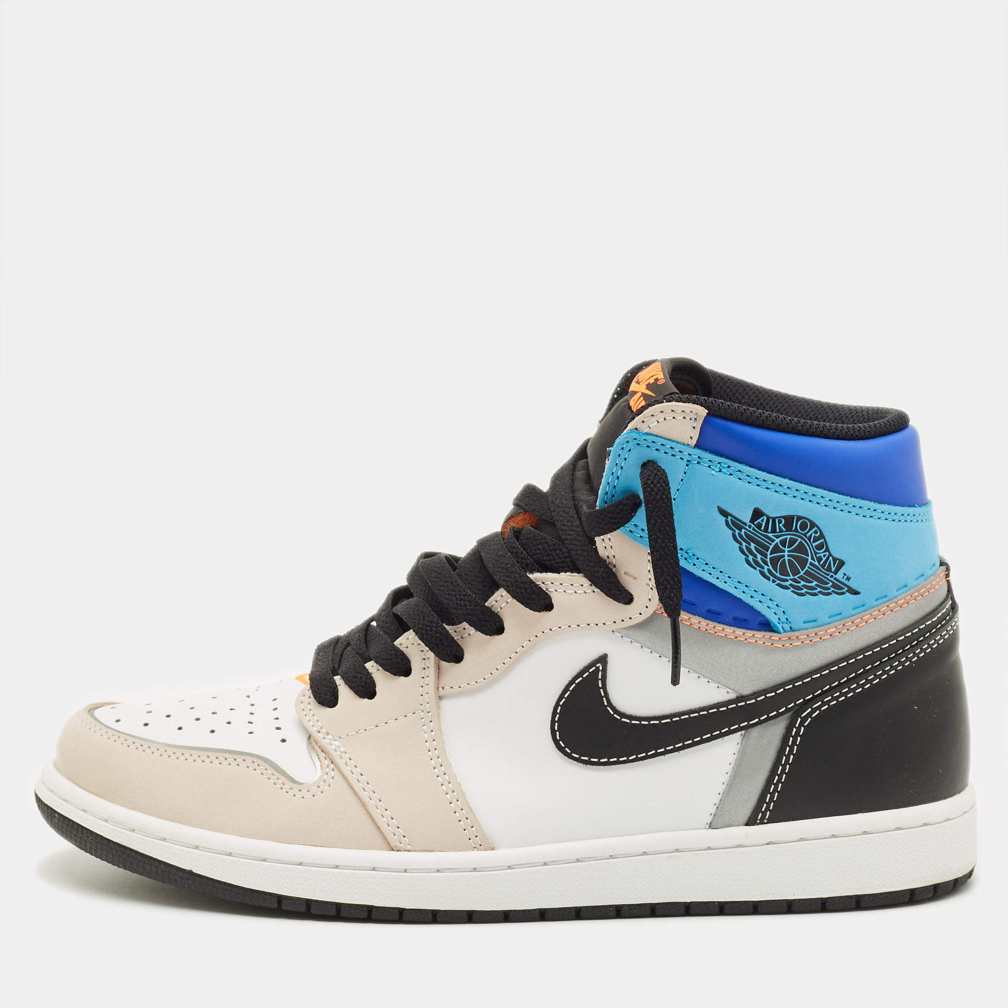 مملوكة مسبقًا Air Jordans Jordan 1 Size 44.5 Multicolor Leather and Nubuck Leather High Top Sneakers