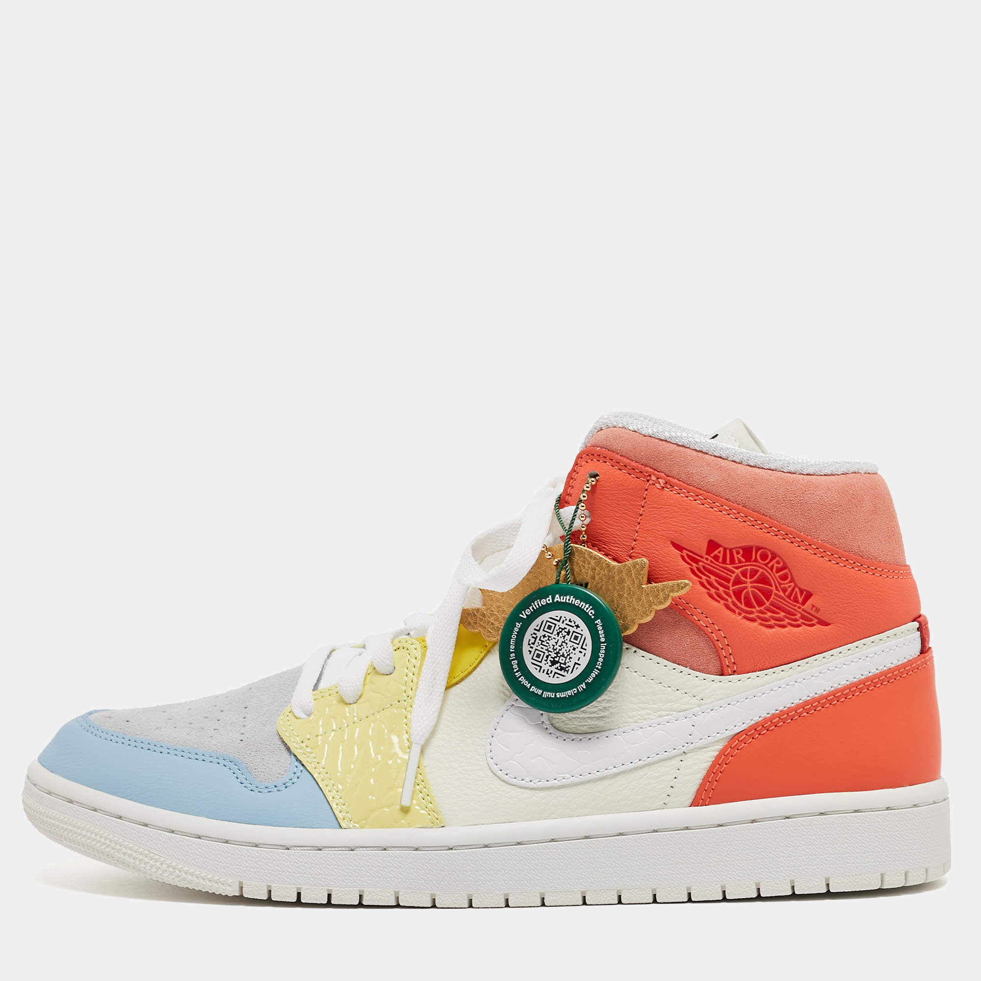 Air Jordan Multicolor Leather and Suede Jordan 1 Mid To My First Coach Sneakers Size 44