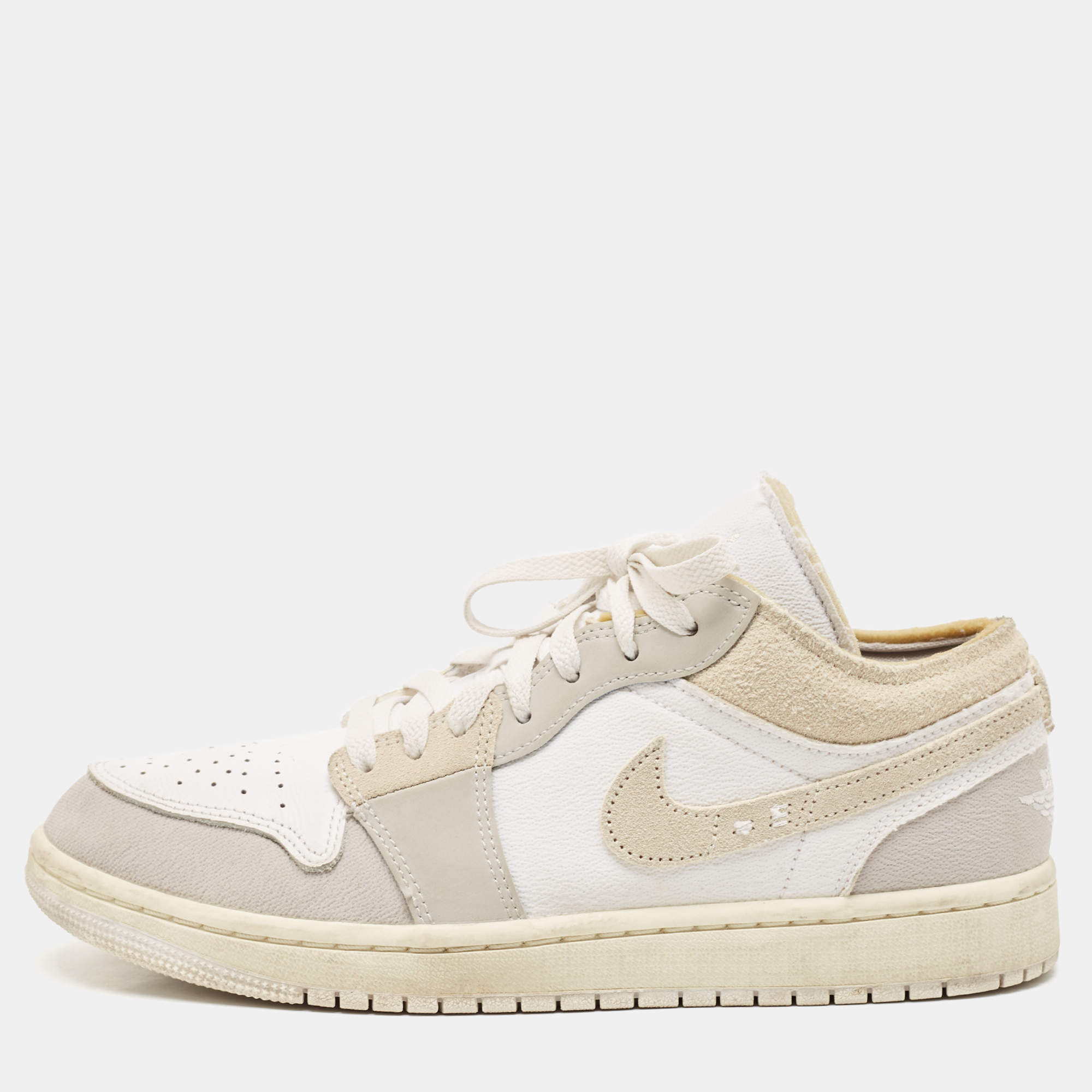 Pre Owned Air Jordans Multicolor Leather and Suede Jordan 1 Low SE Craft Inside Out Tech Grey Sneakers Size 40.5