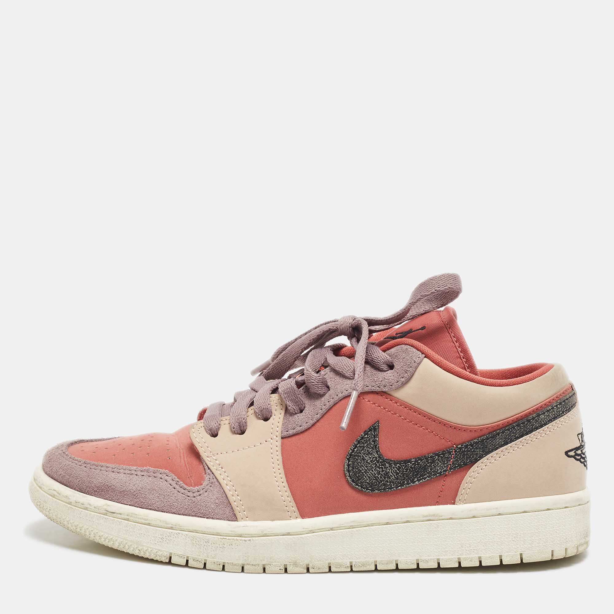 Air Jordans Multicolor Nubuck Leather and Suede Jordan 1 Low Canyon Rust Sneakers Size 39