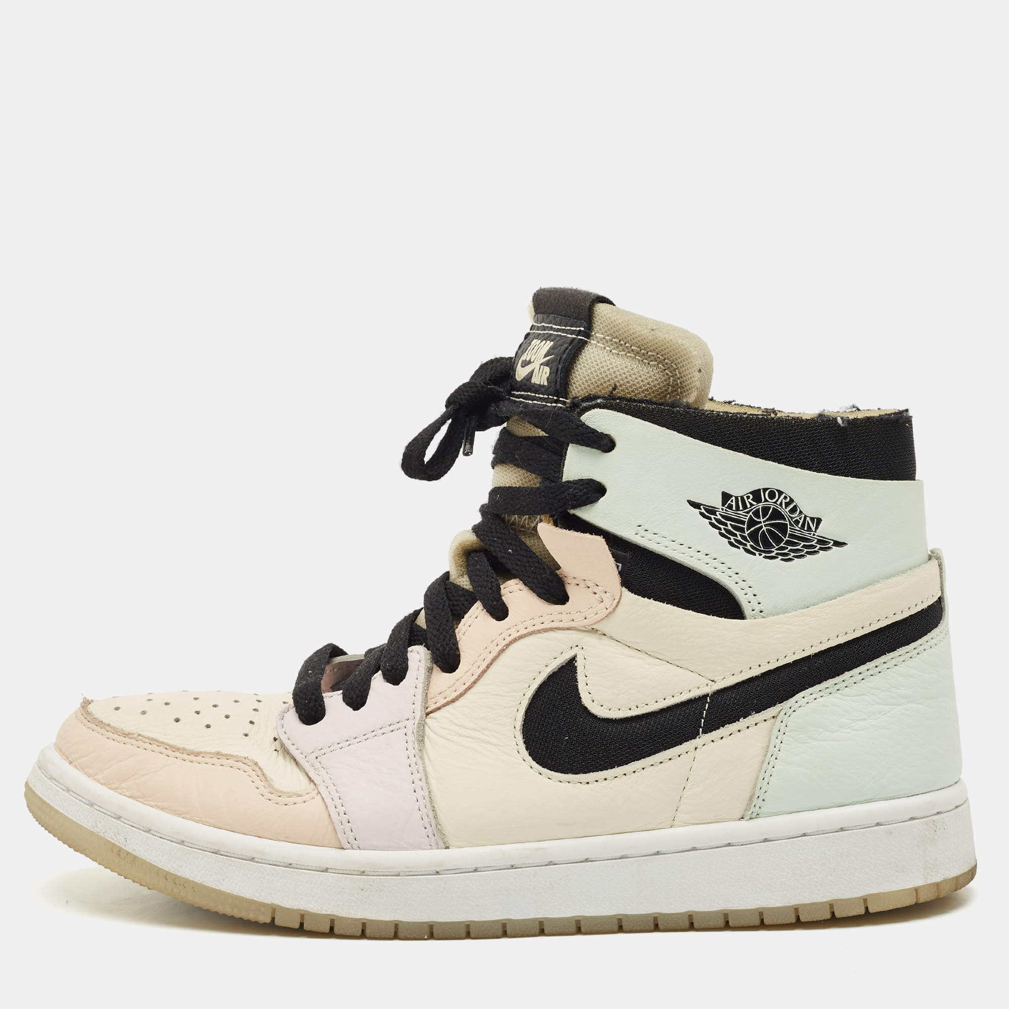 Pre Owned Air Jordans Multicolor Leather Jordan 1 High Zoom Air CMFT Easter Sneakers Size 38.5