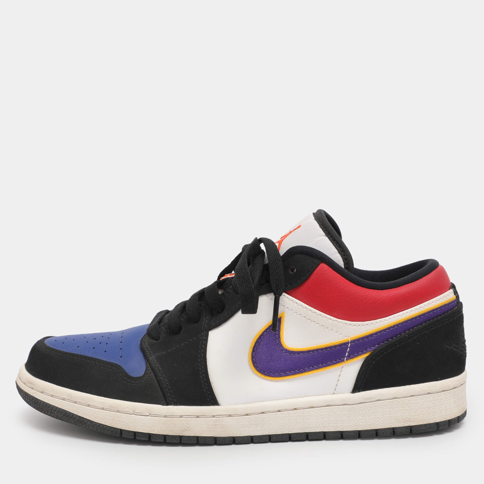 Pre Owned Air Jordans Multicolor Leather Air Jordan 1 SE Lace Up Sneakers Size 40.5