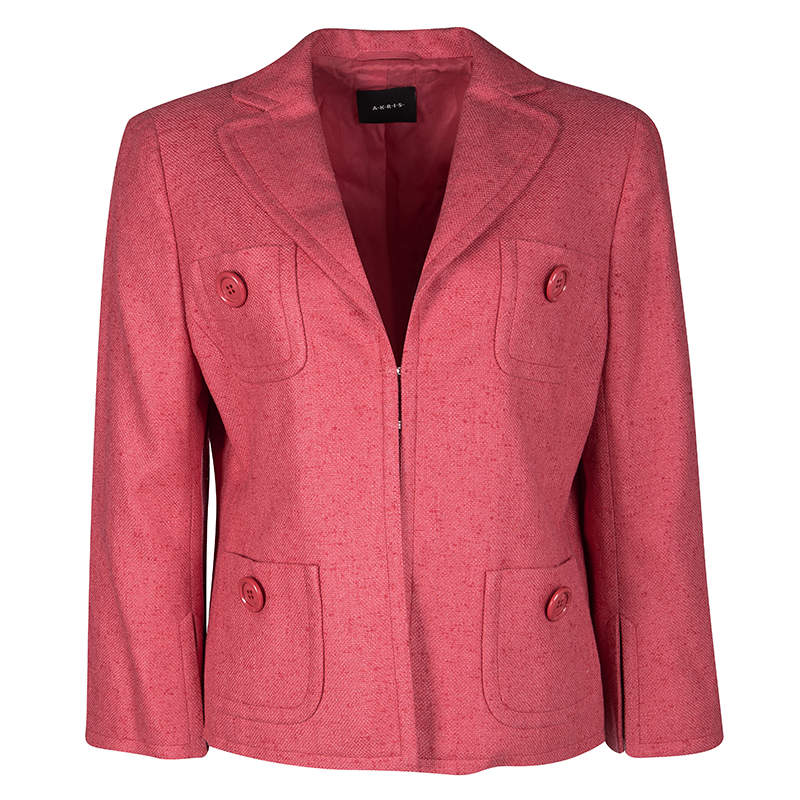 Akris Pink Cashmere Linen Jacket L