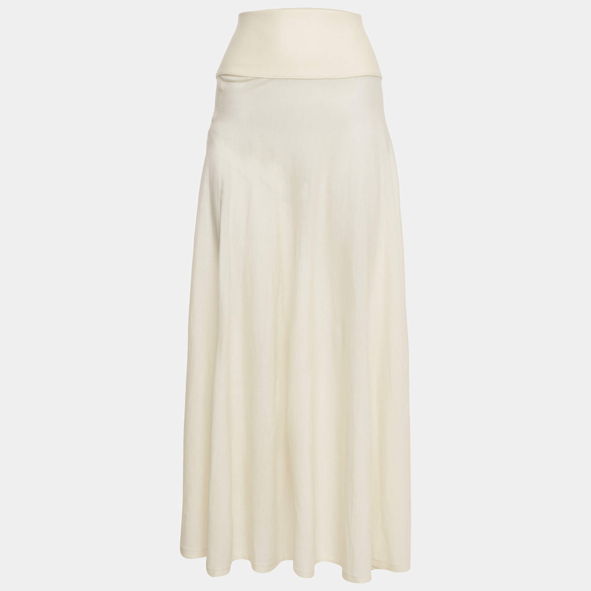 Alaia Off-White Superfine Wool Knit Maxi Skirt M