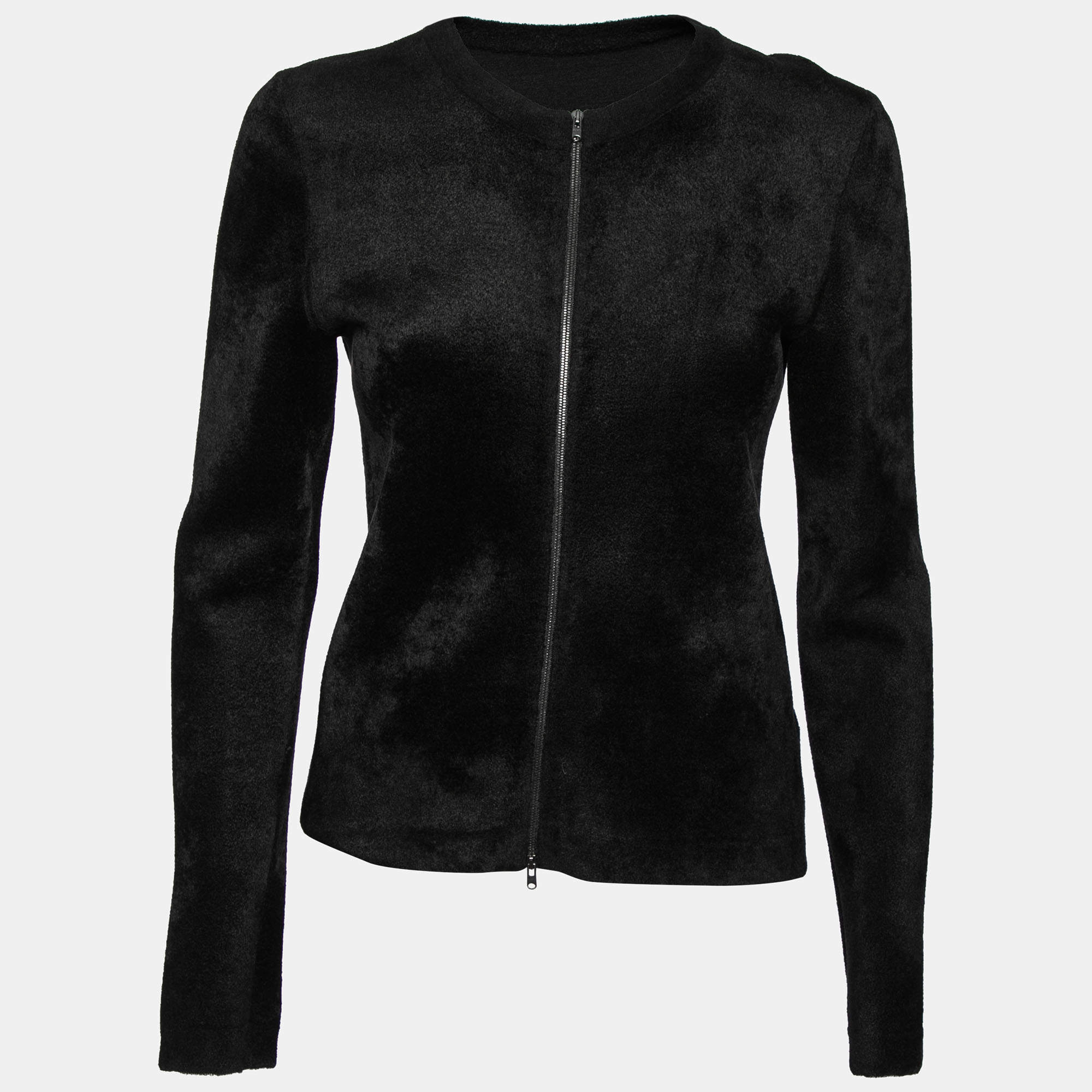 Pre Owned Alaia Black Wool Zip Front Long Sleeve Jacket M