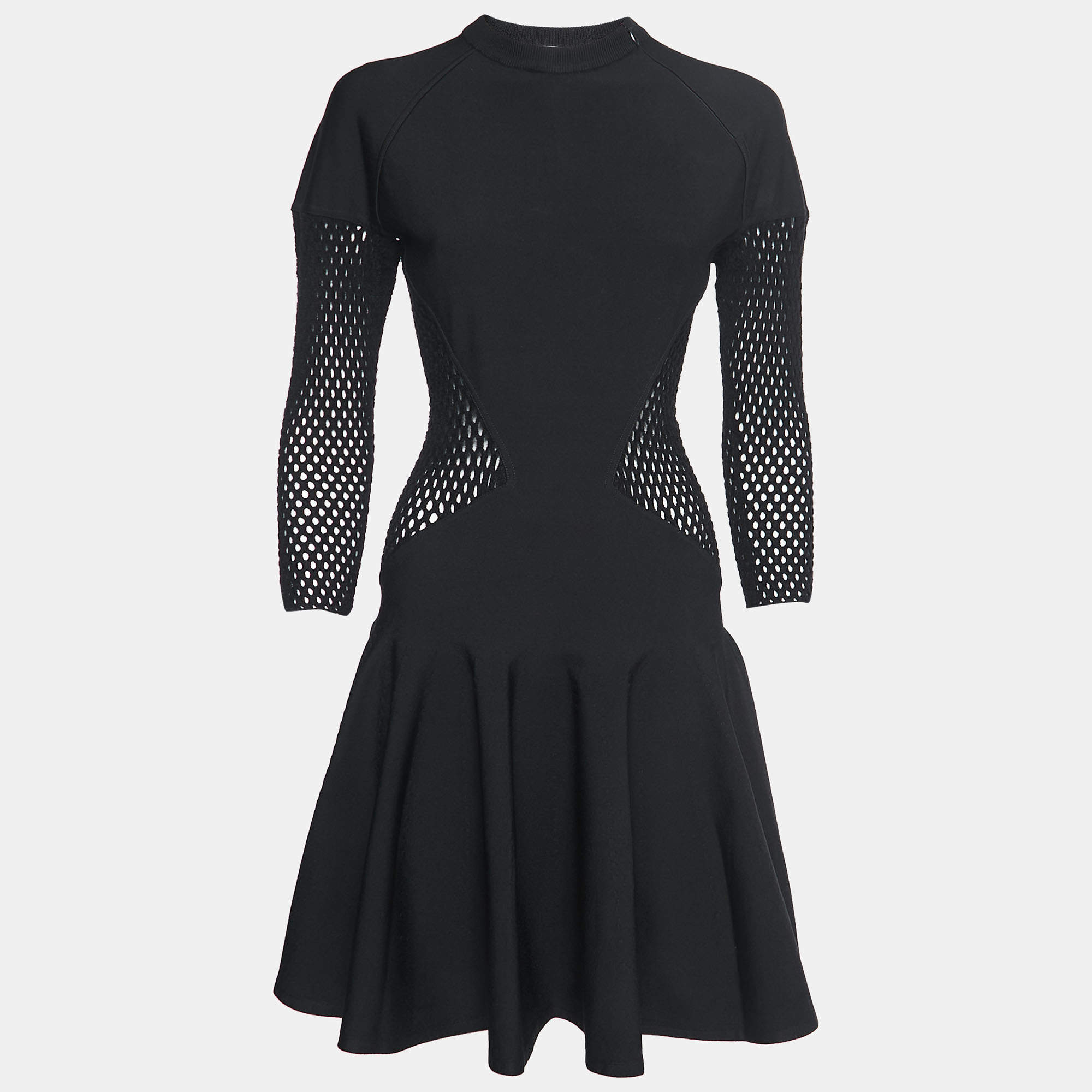 Pre Owned Alaia Black Jersey Waist Detail Midi Dress M