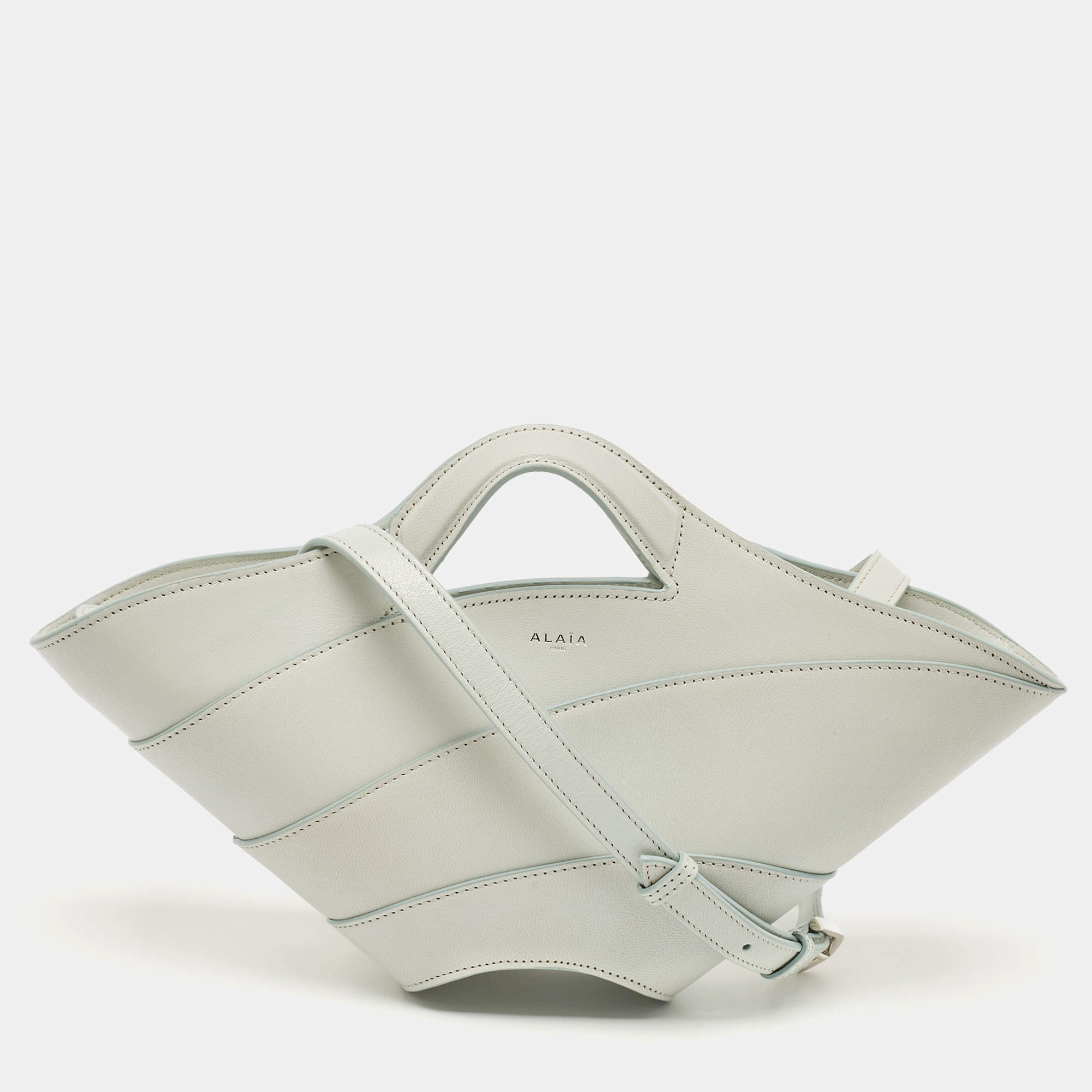 Alaia Light Blue Leather Small Khaimah Tote
