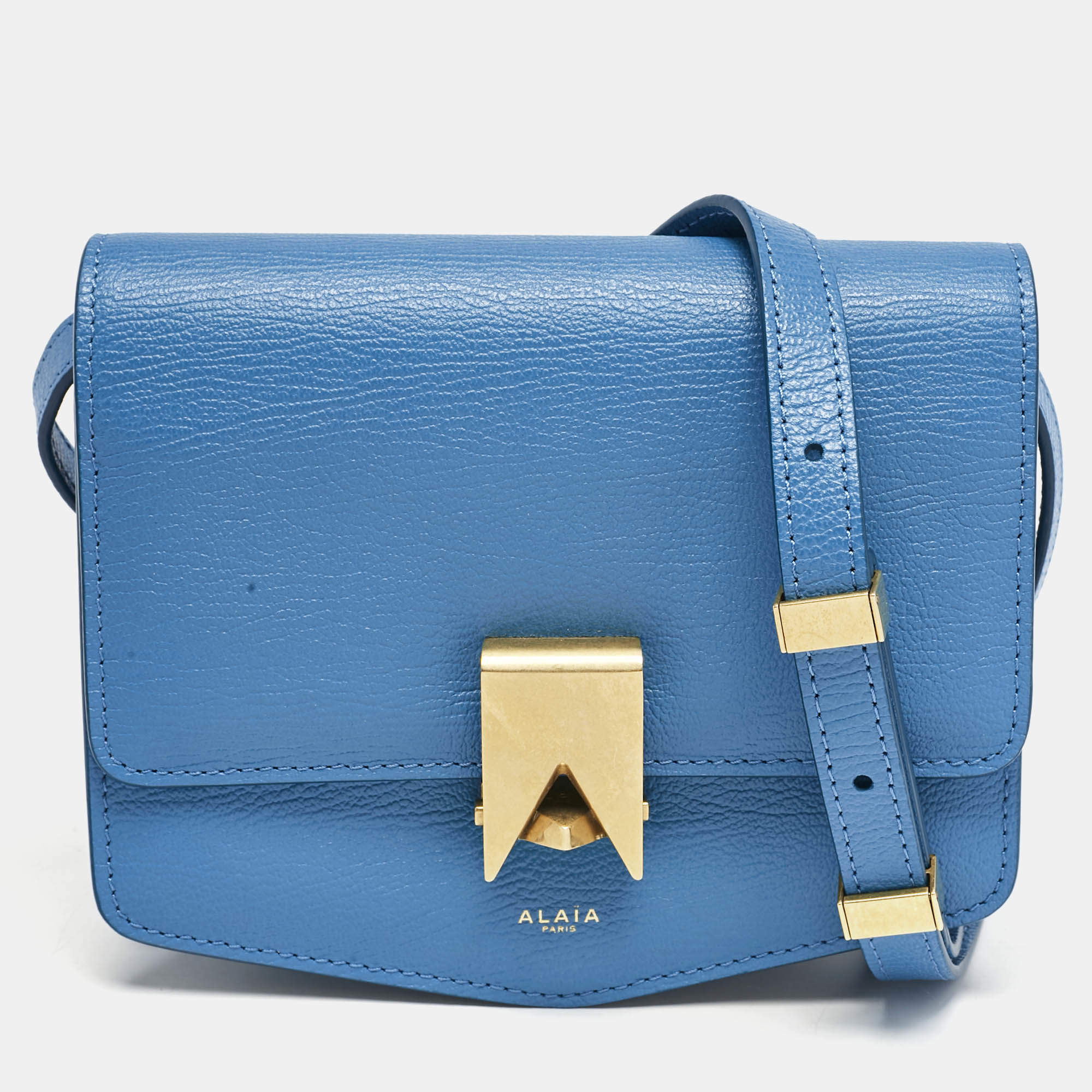 Alaia Blue Leather Small Le Papa Shoulder Bag