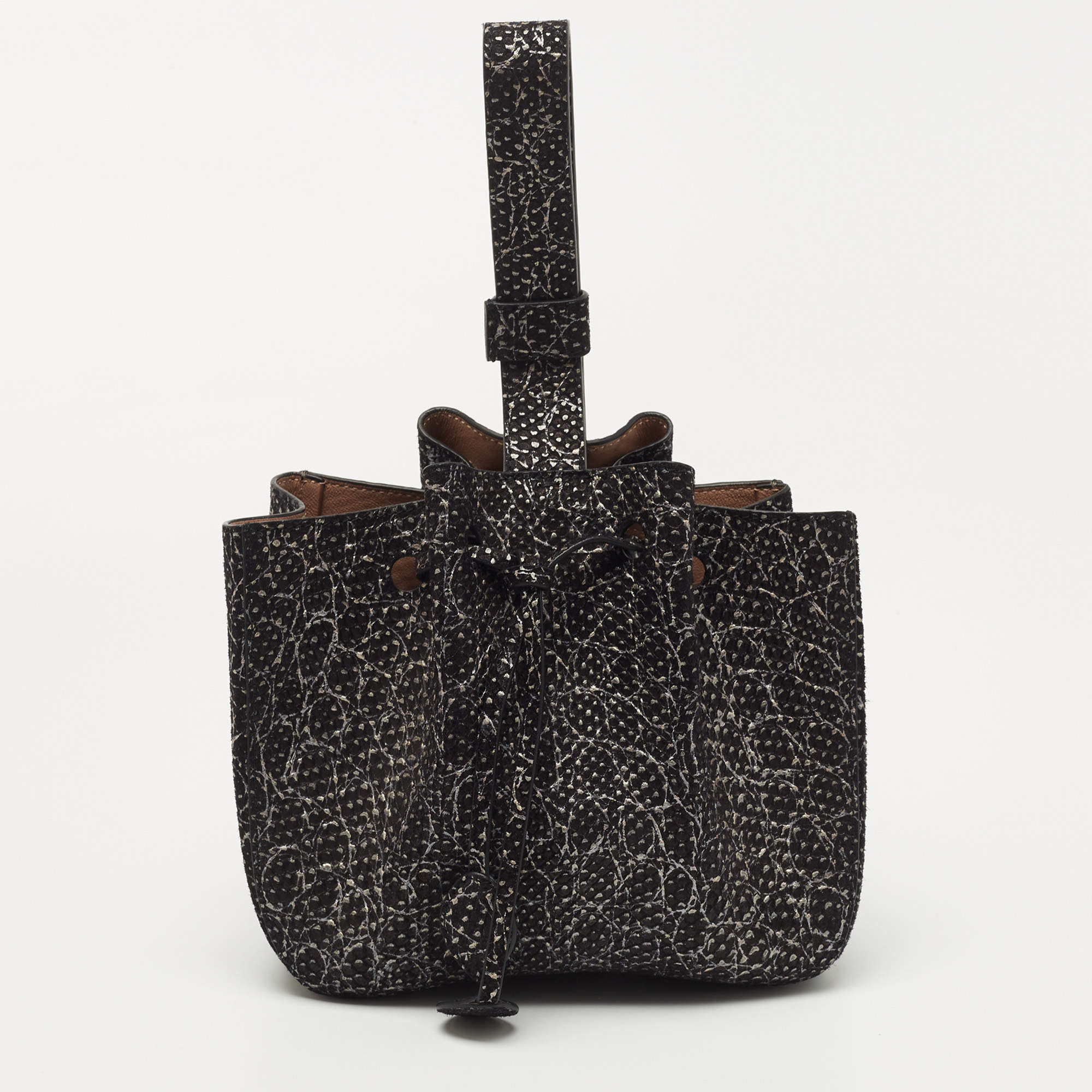 Alaia Black/Silver Small Rose Marie Bucket Bag
