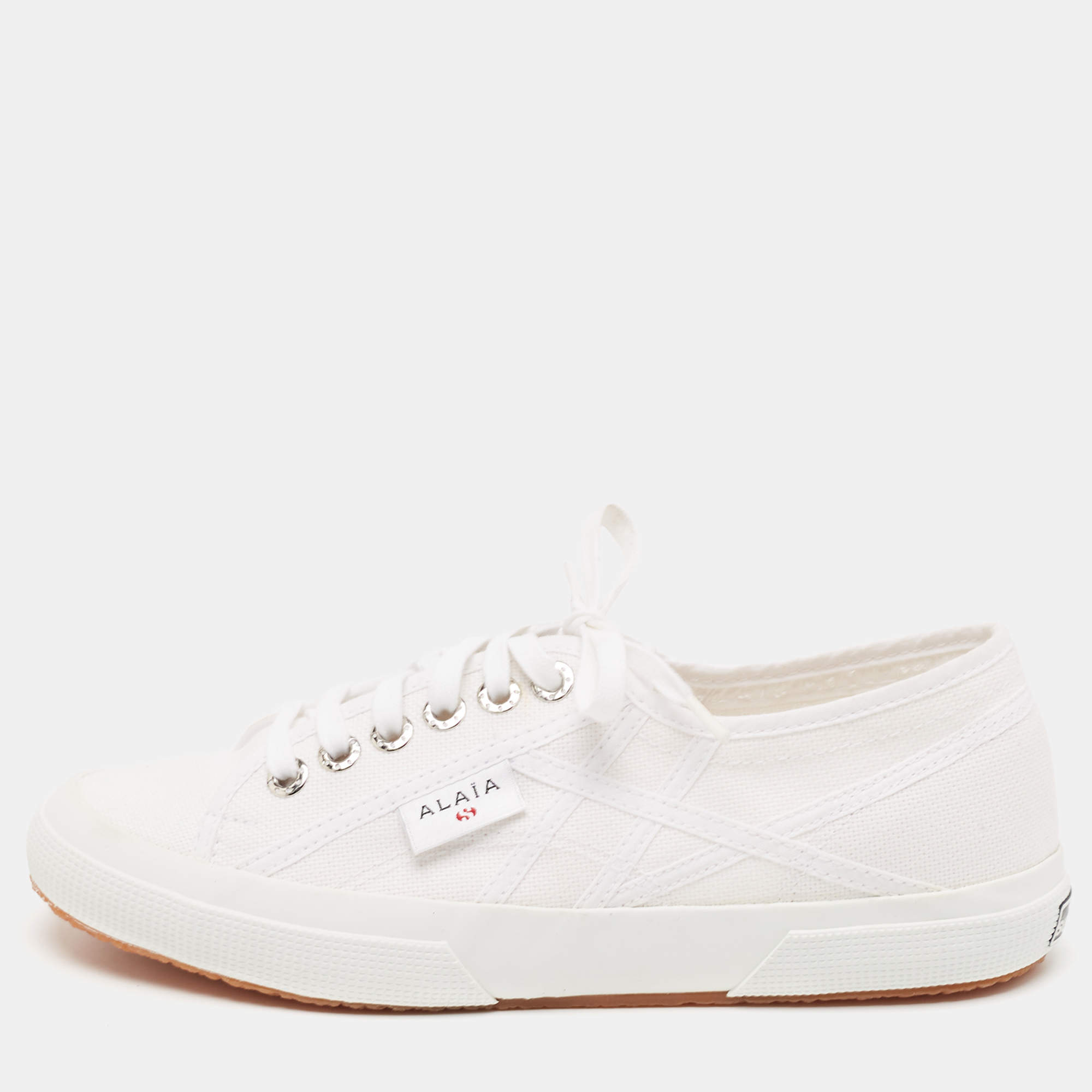 Pre Owned Alaia White Canvas Superga Sneakers Size 40