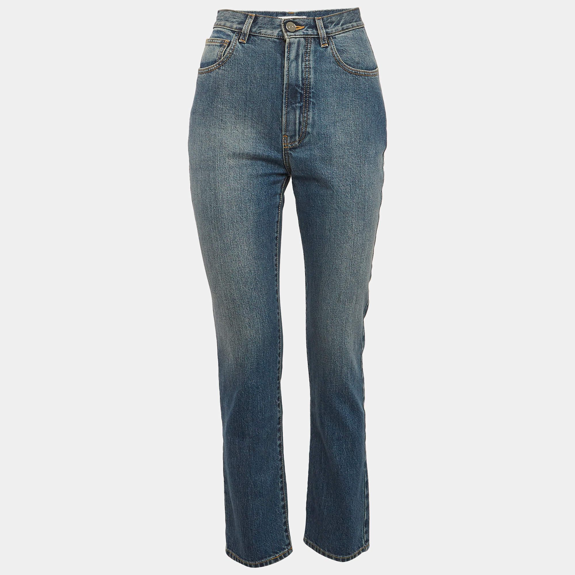 Alaia Blue Washed Denim Skinny Jeans S Waist 26"