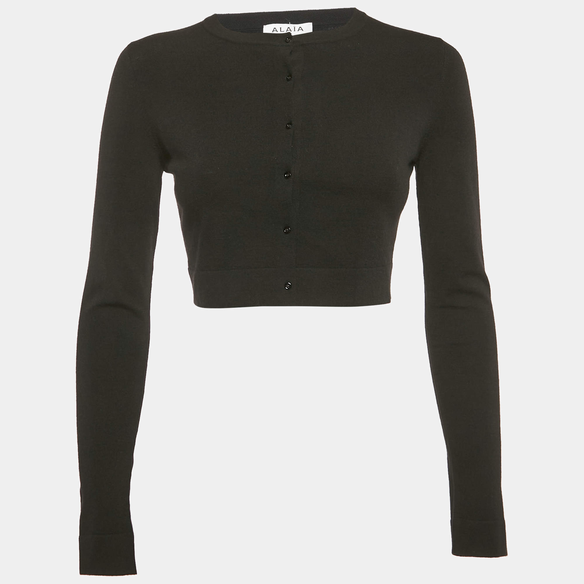 Alaia Black Knit Button Front Cardigan Cropped Cardigan M
