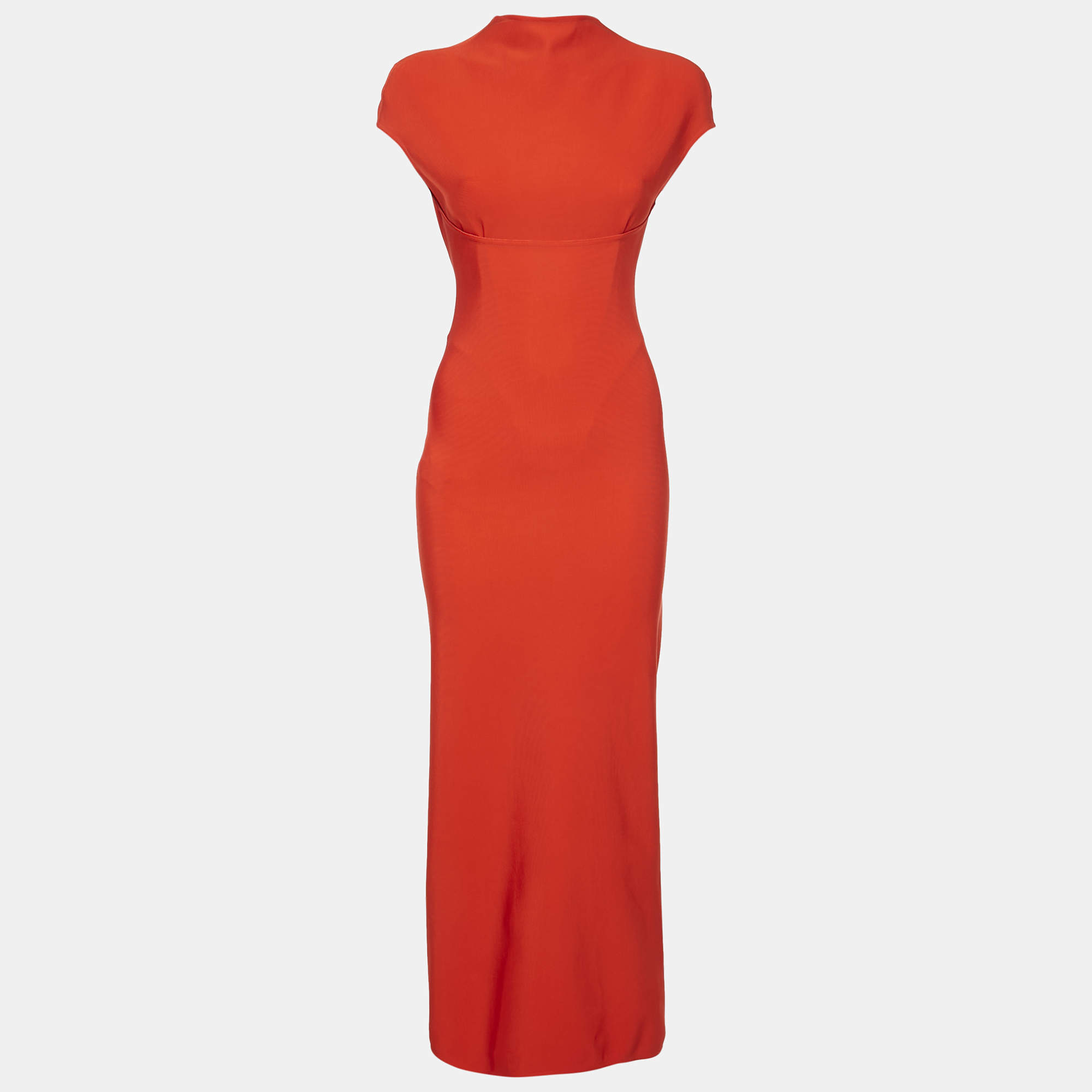 Alaia Red Jersey Sculpting Corset Maxi Dress S