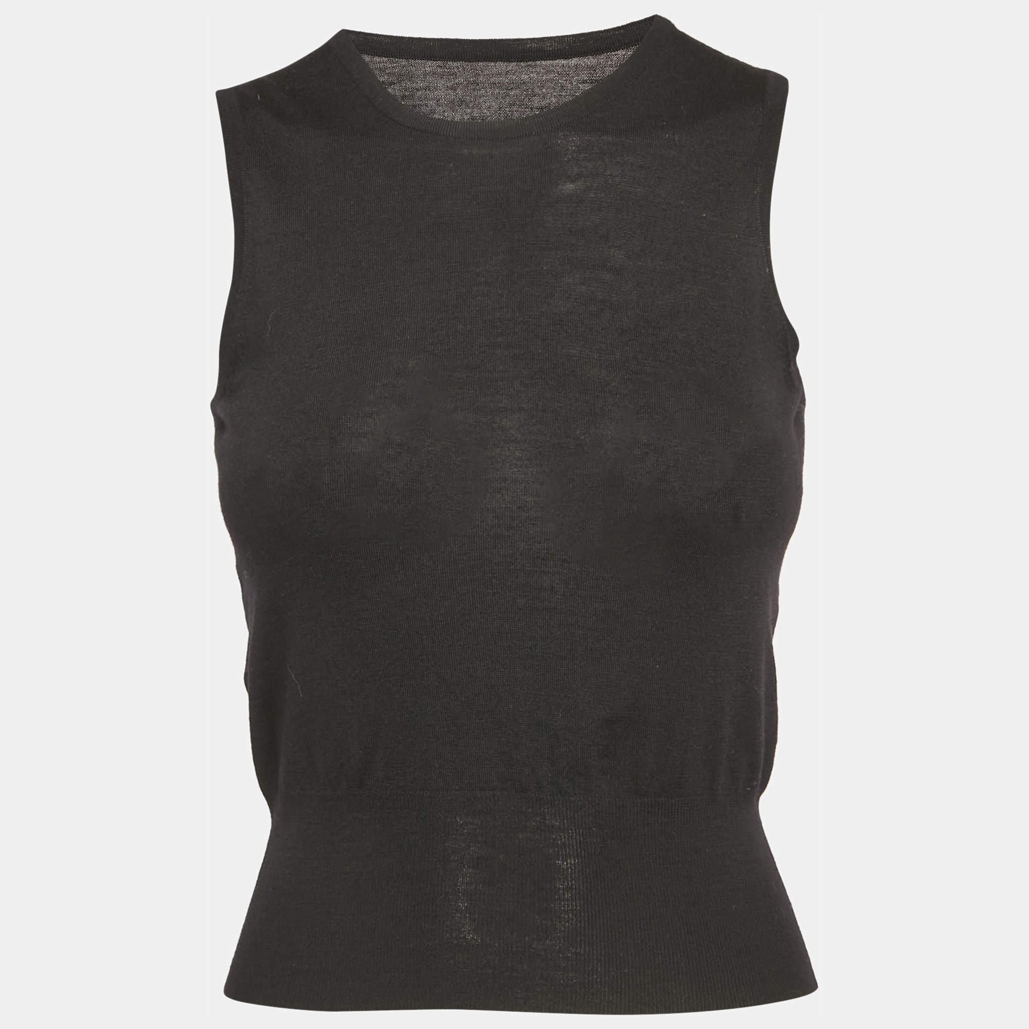 Pre Owned Alaia Black Wool Sleeveless Tank Top S
