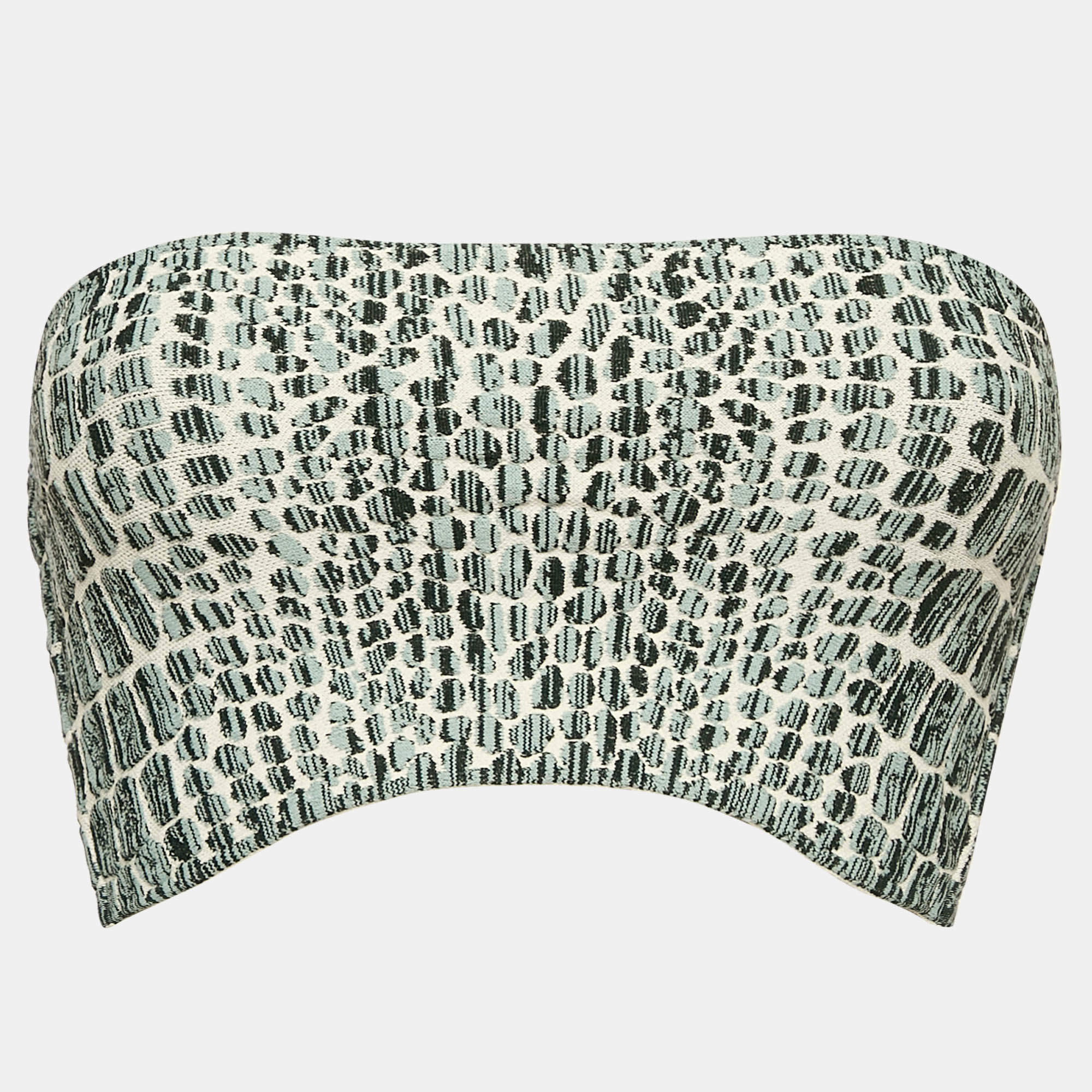 Alaia Grey Croc-Pattern Stretch Knit Bandeau Top S