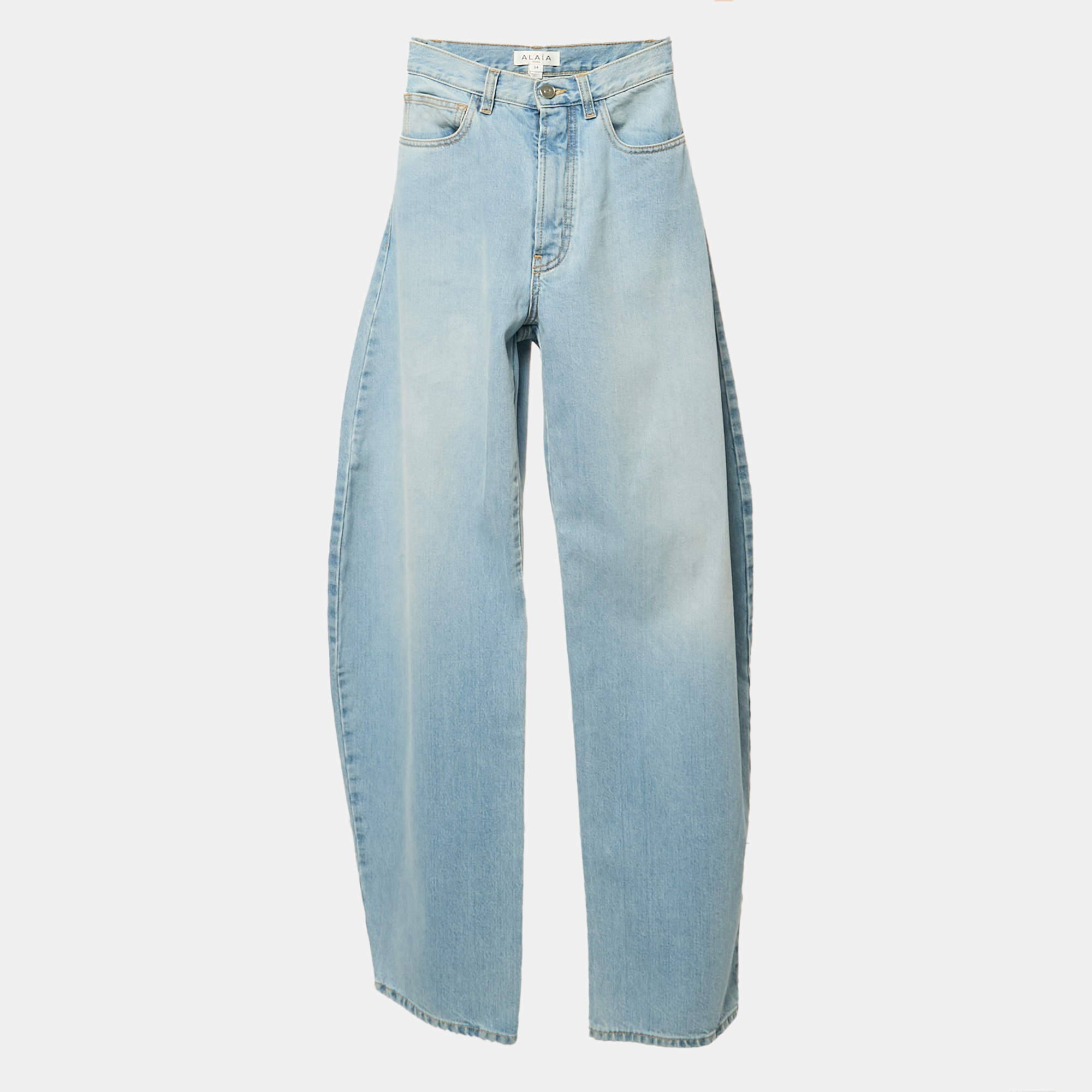 Alaia Blue Denim High Rise Balloon Jeans XS Waist 23"