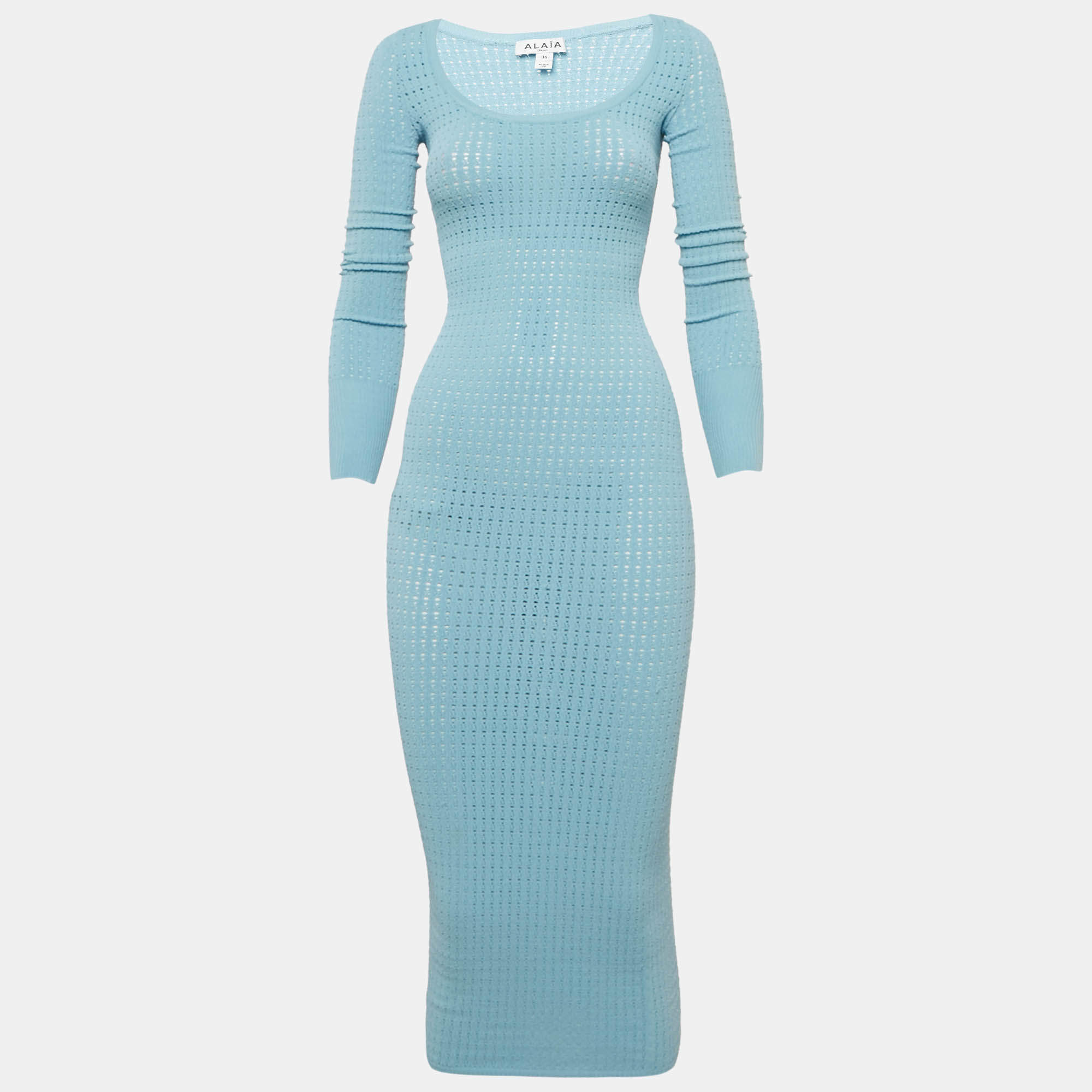 Pre Owned فستان علايا بلو تريكو ضيق متوسط الطول مقاس صغير (سمول)