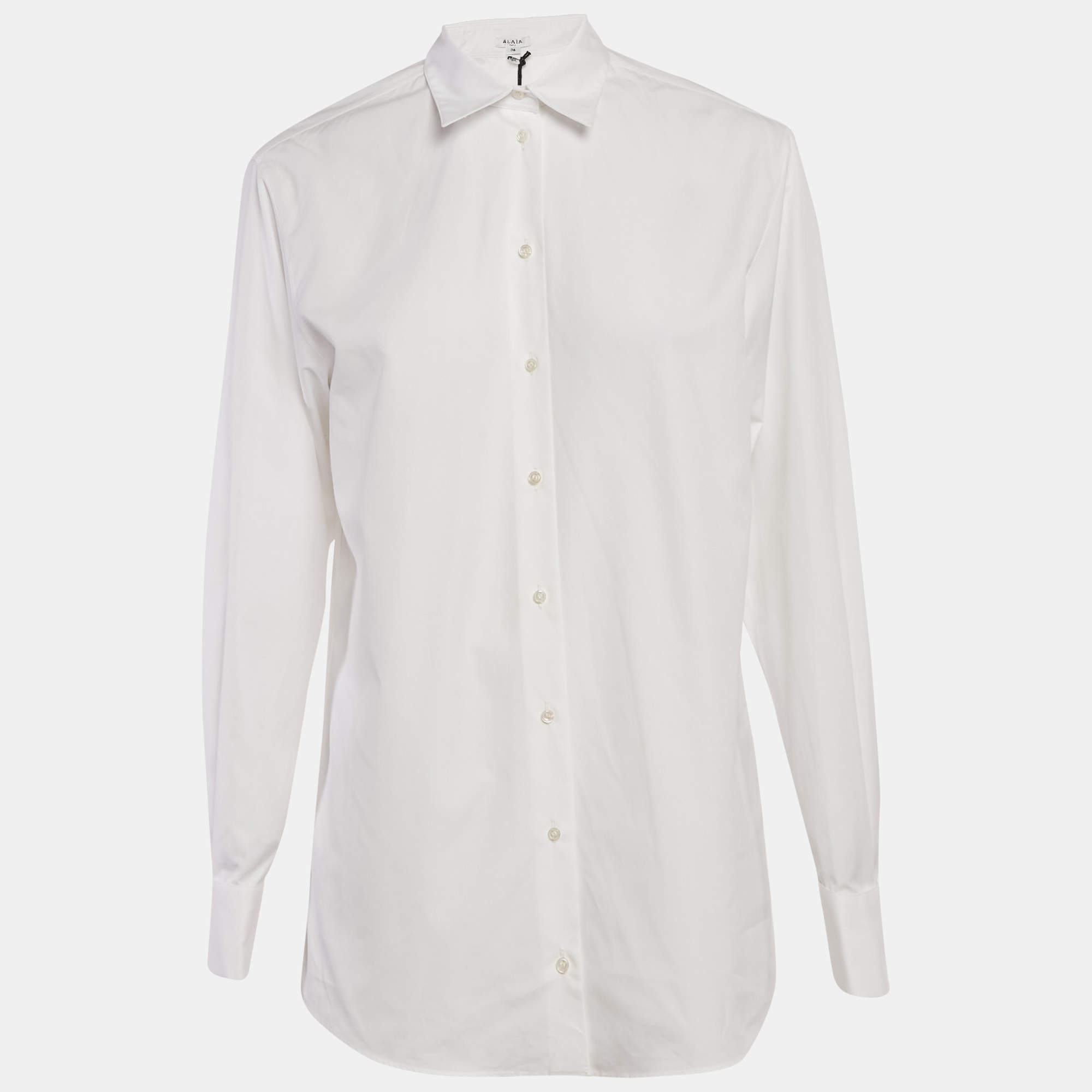 Pre Owned Alaia White Cotton Long Sleeve Shirt S