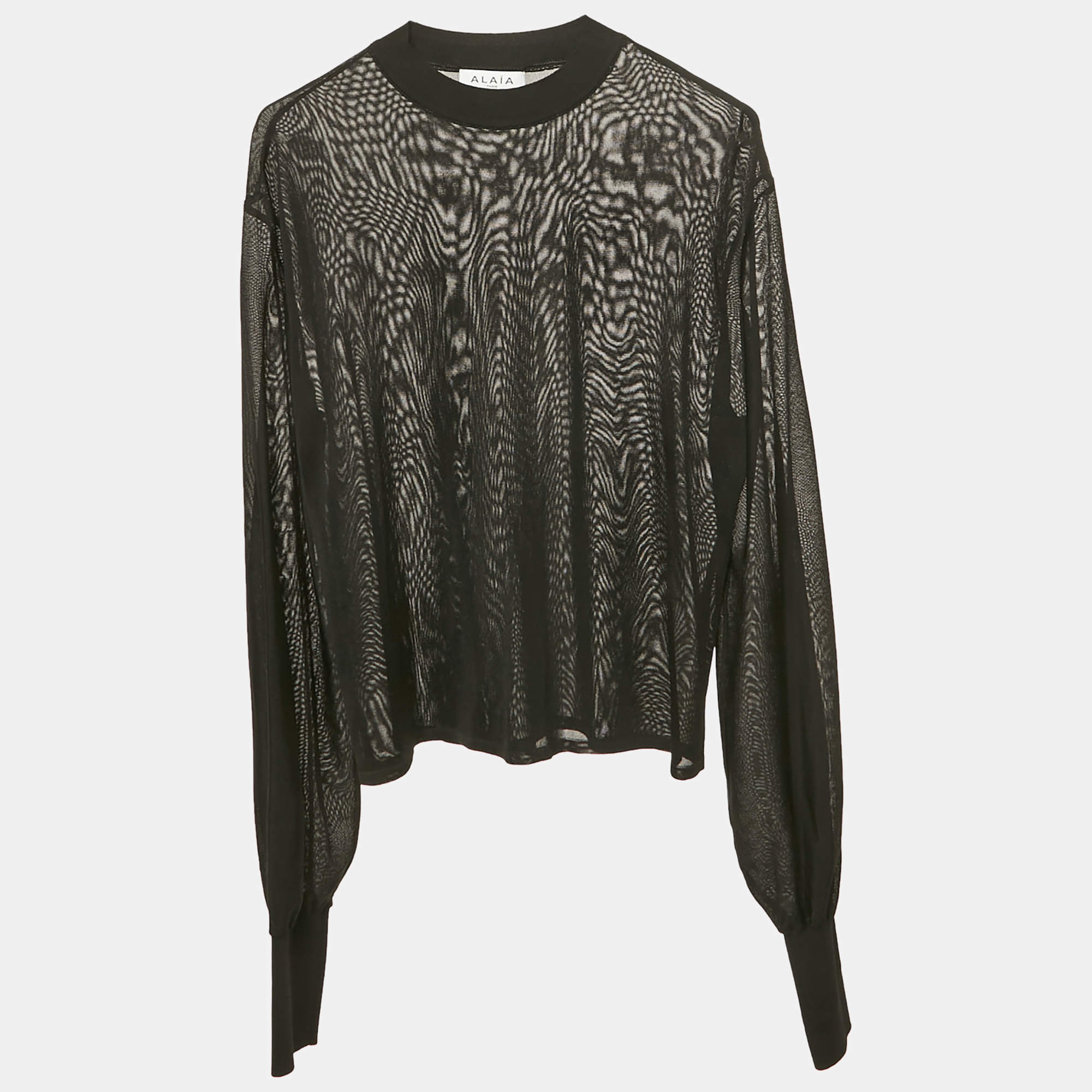 Pre Owned Alaia Black Jersey Long Sleeve Top S