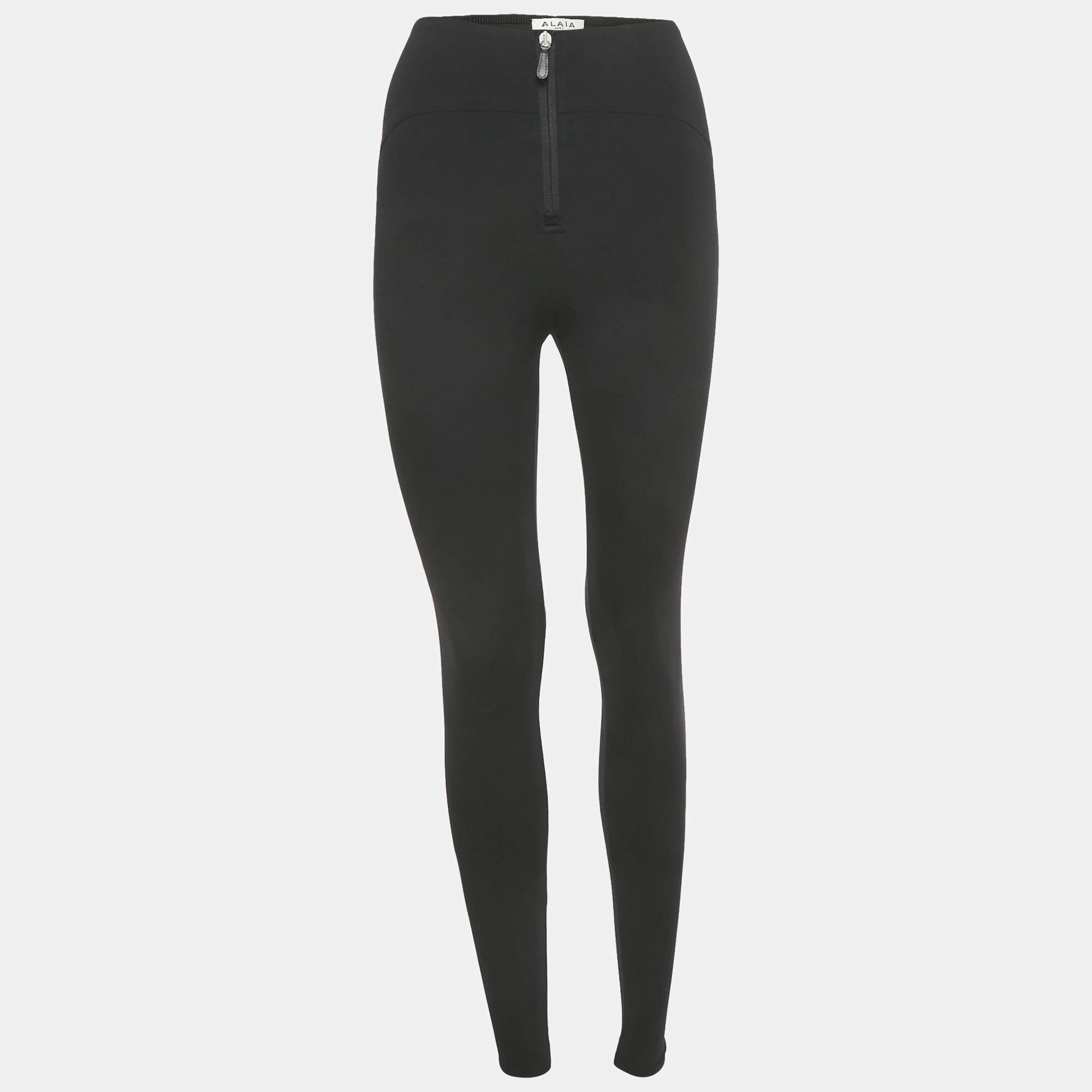 Pre Owned Alaia Black Jersey High Rise Leggings S