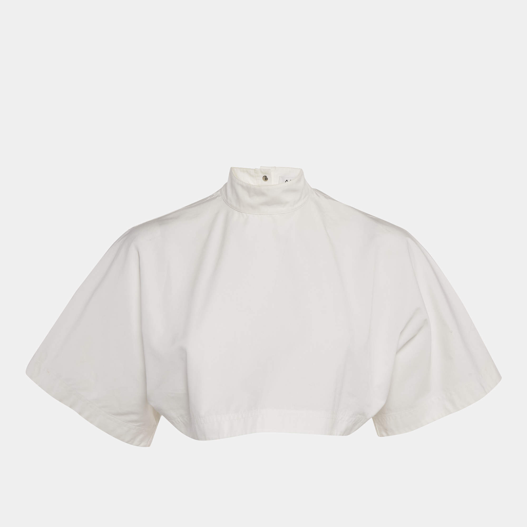مملوكة مسبقًا Alaia White Poplin High-Neck Crop Top S