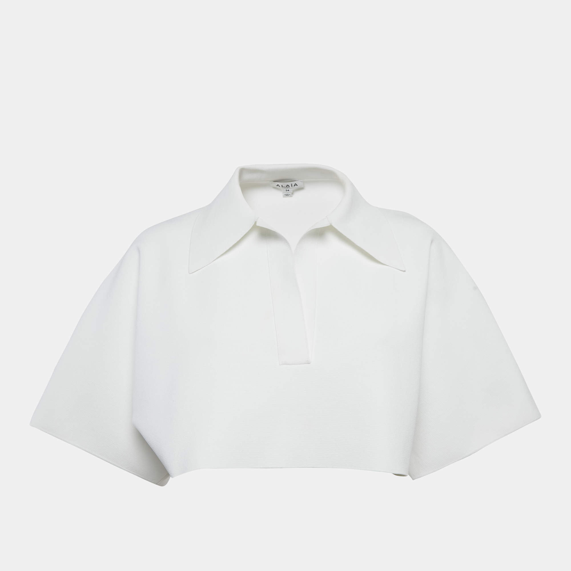 Pre Owned Alaia White Stretch Crepe Crop Top S