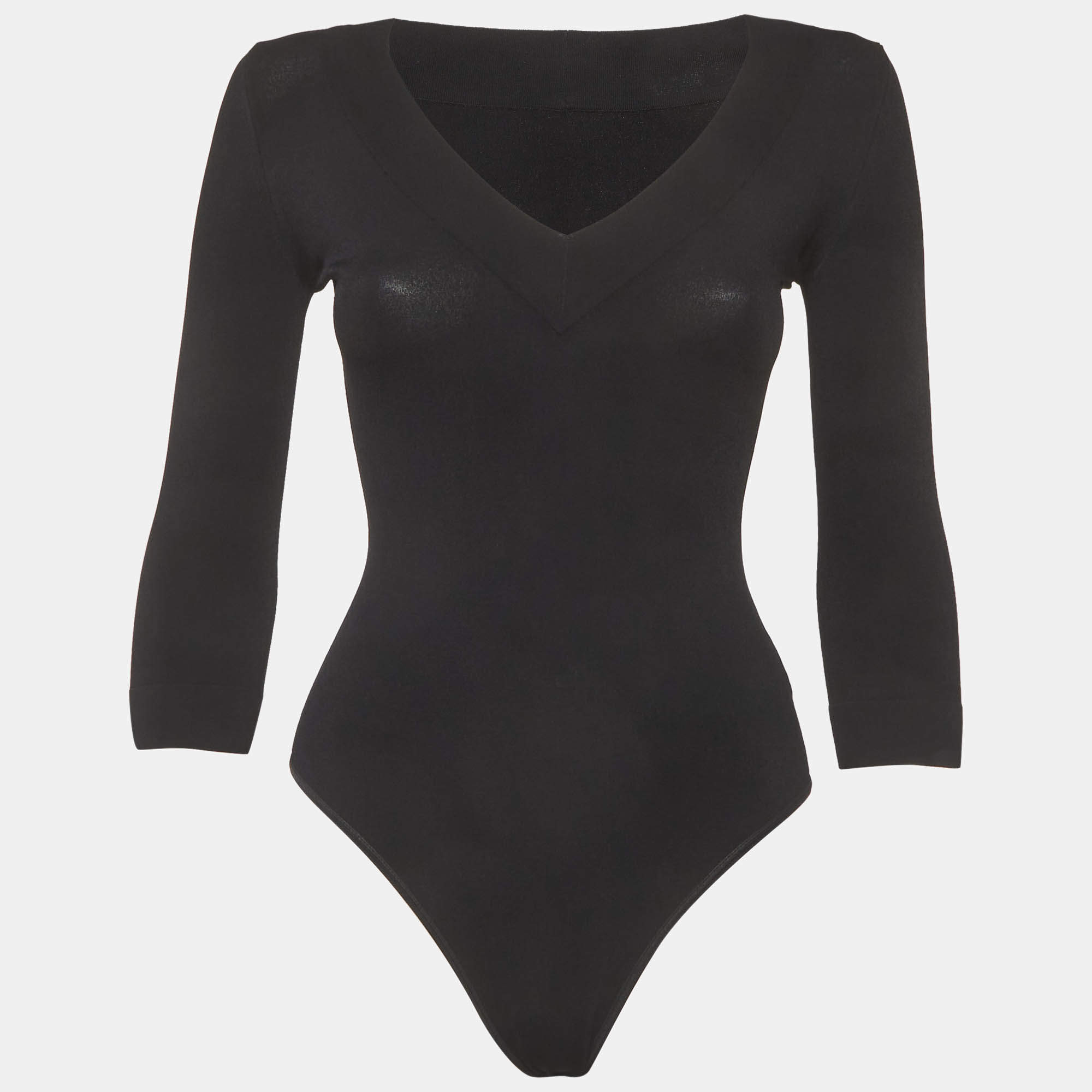 Pre Owned Alaia Black Jersey V-Neck Bodycon S